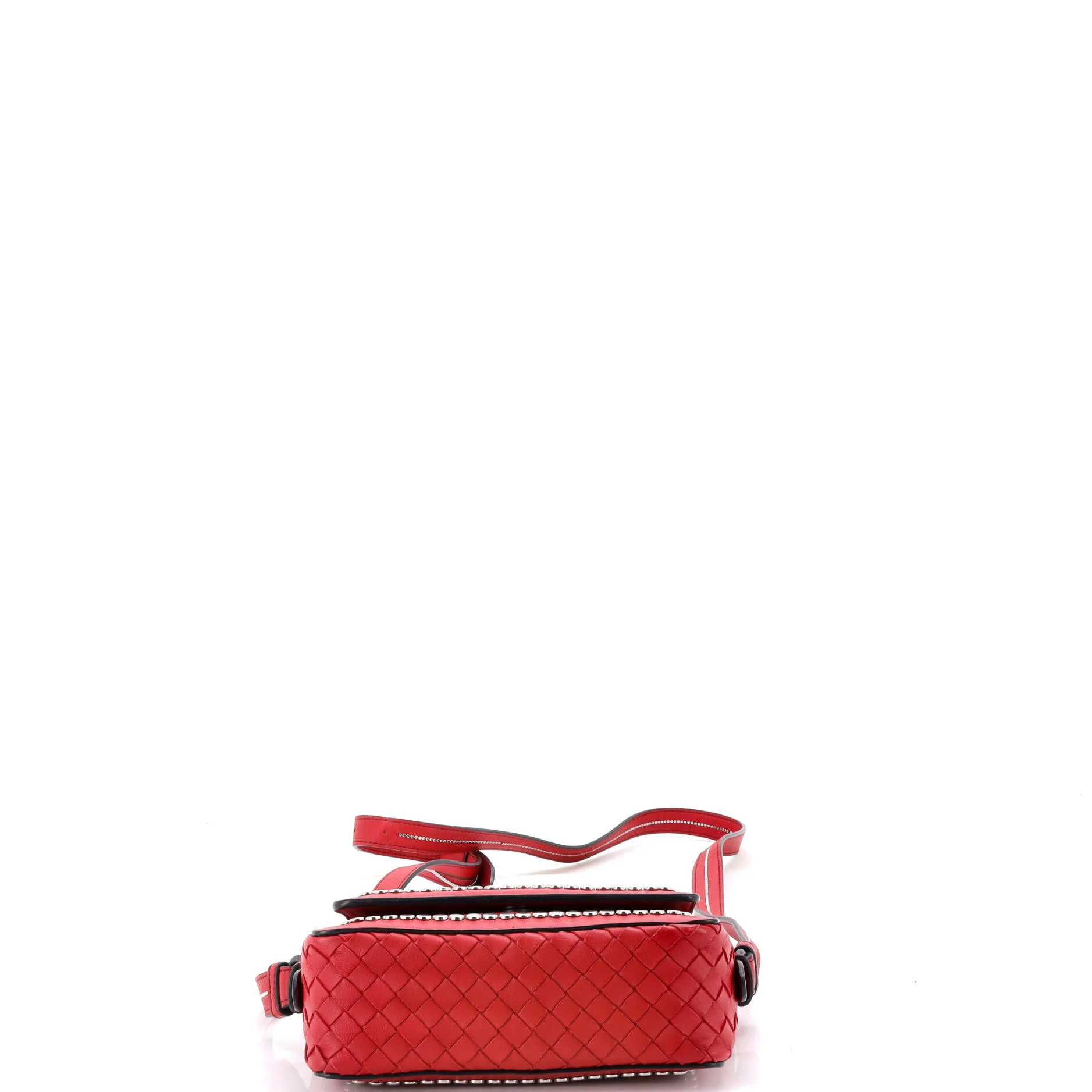 Flap Crossbody Bag Studded Leather with Intrecciato Detail Small - Image 4