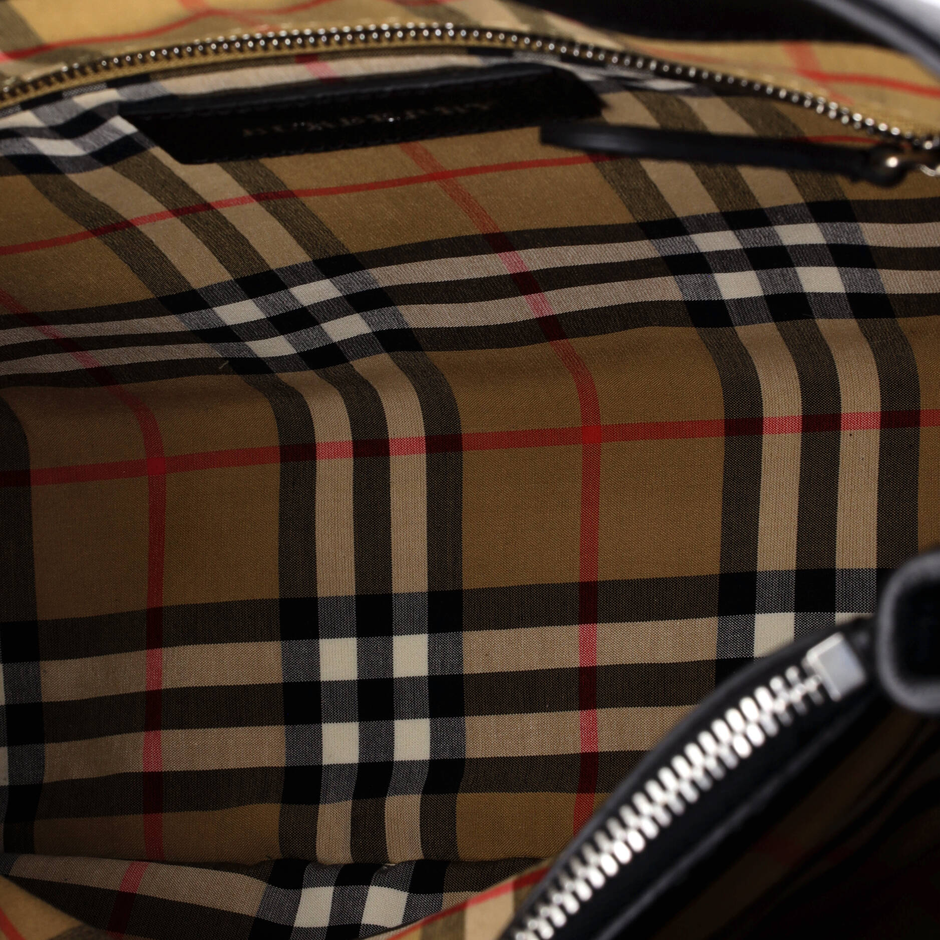 Banner NM Tote Leather with Vintage Check Canvas Medium - Image 5