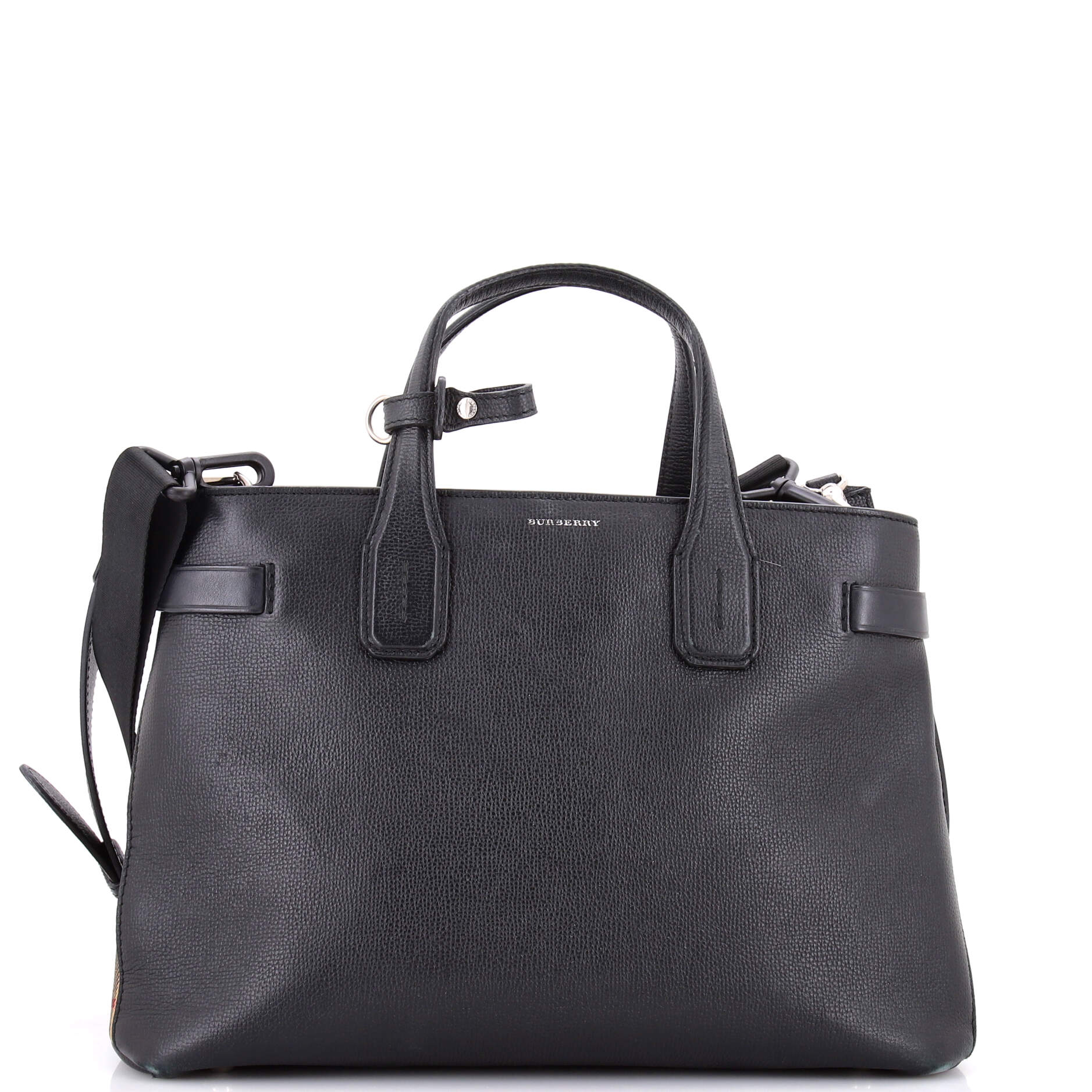 Banner NM Tote Leather with Vintage Check Canvas Medium