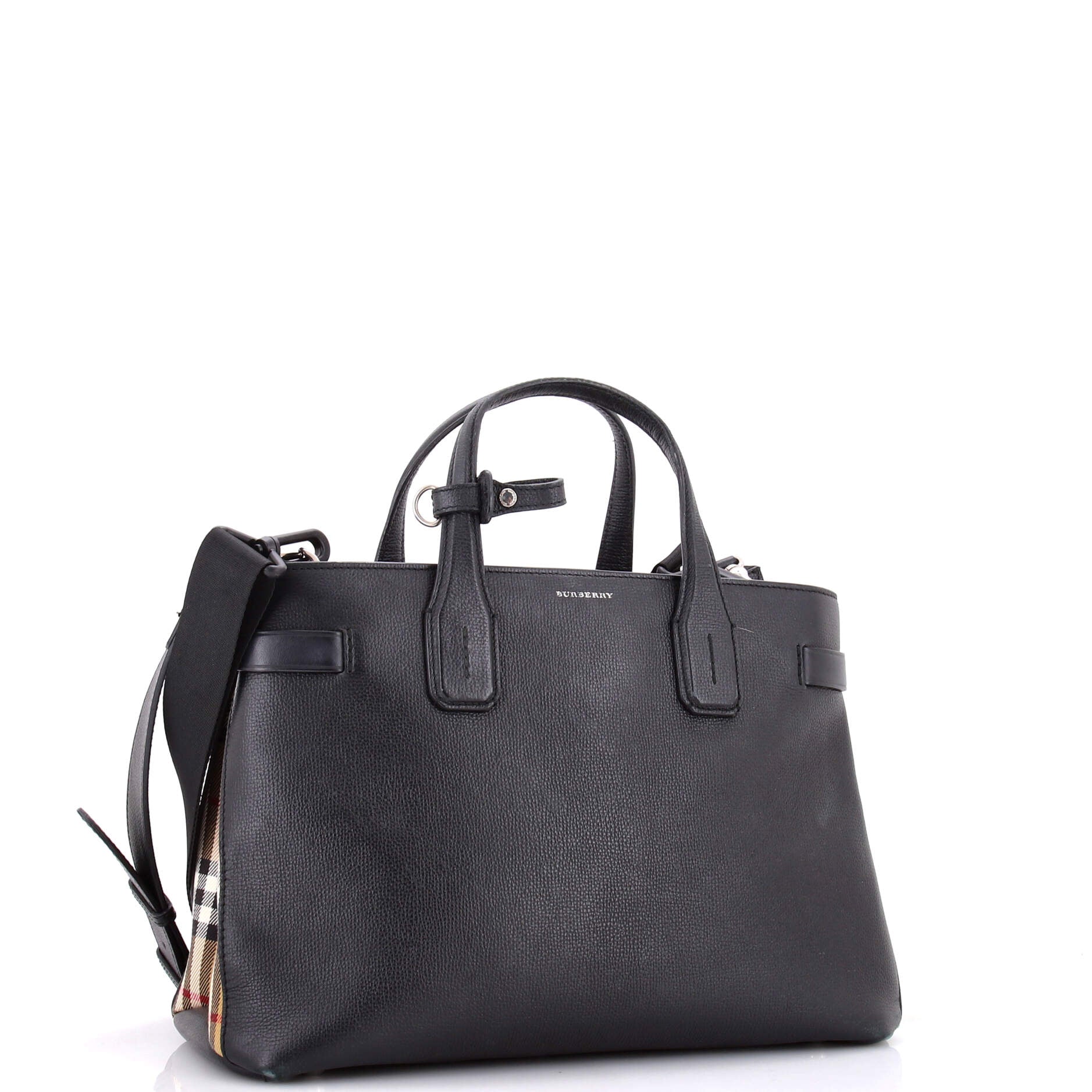 Banner NM Tote Leather with Vintage Check Canvas Medium - Image 2
