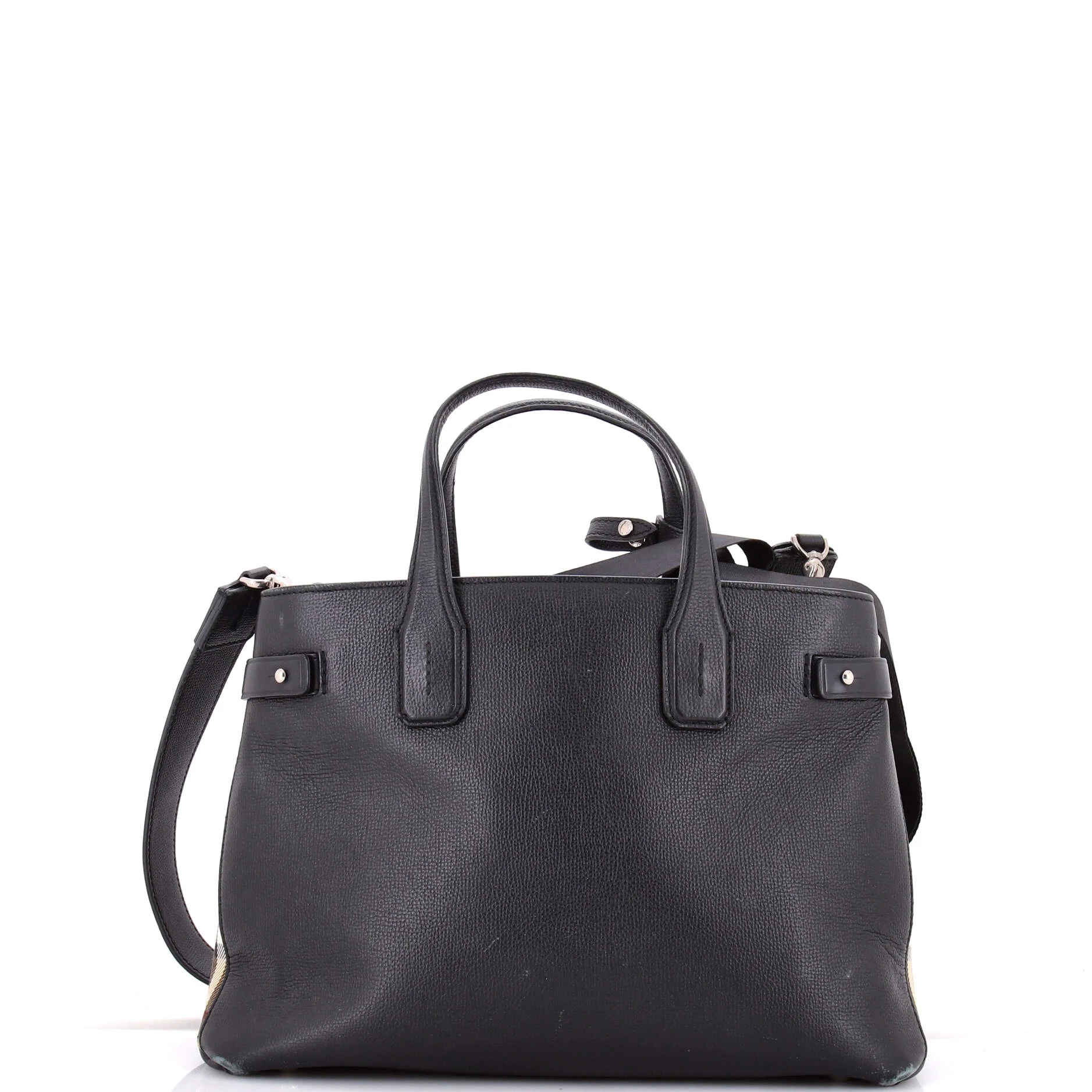 Banner NM Tote Leather with Vintage Check Canvas Medium - Image 3