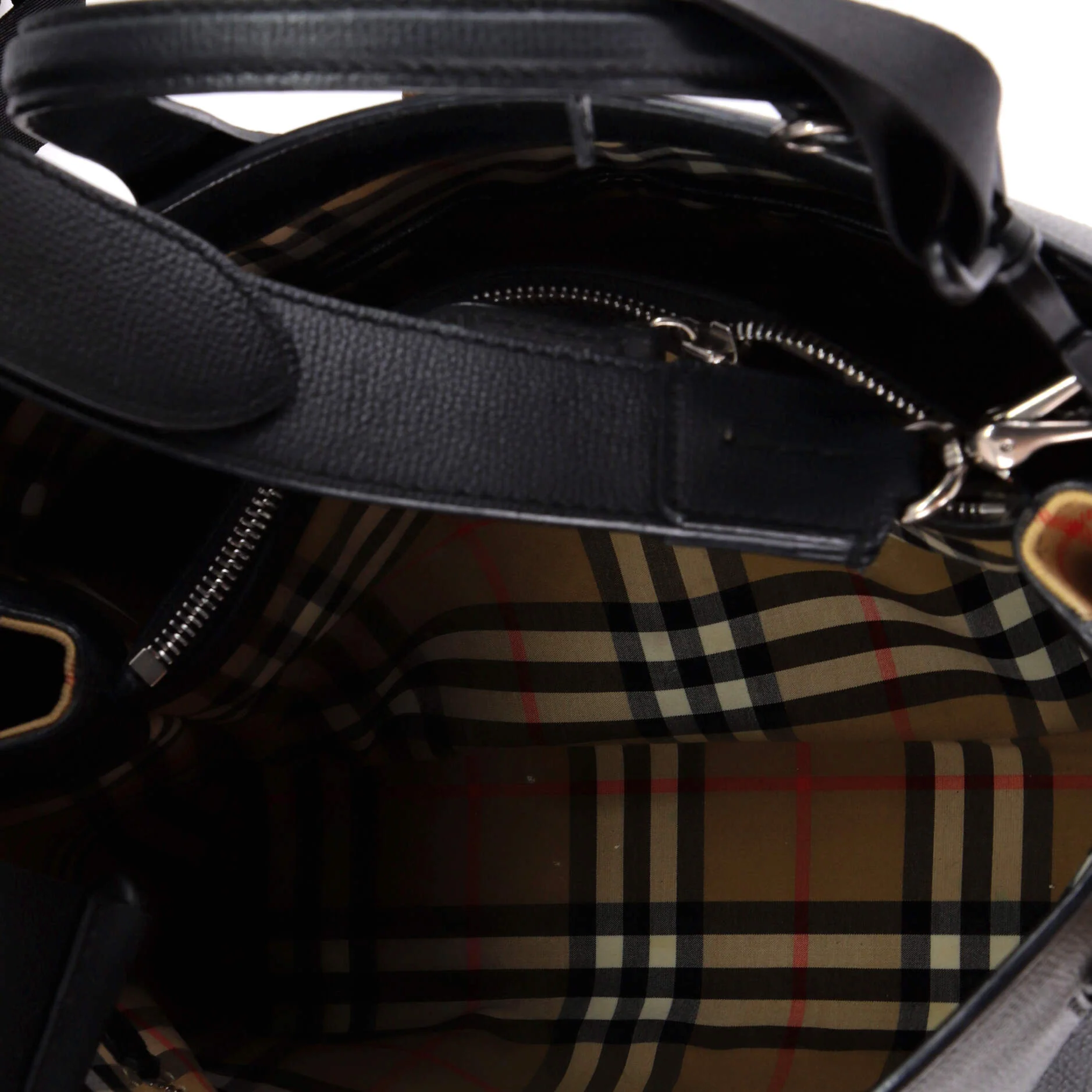 Banner NM Tote Leather with Vintage Check Canvas Medium - Image 5
