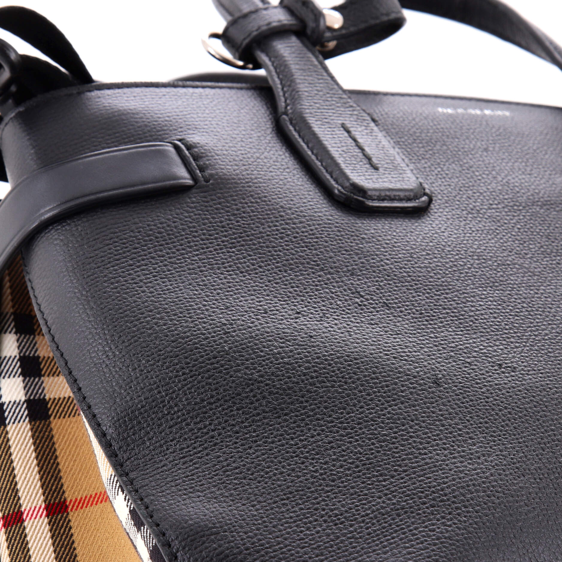 Banner NM Tote Leather with Vintage Check Canvas Medium - Image 7