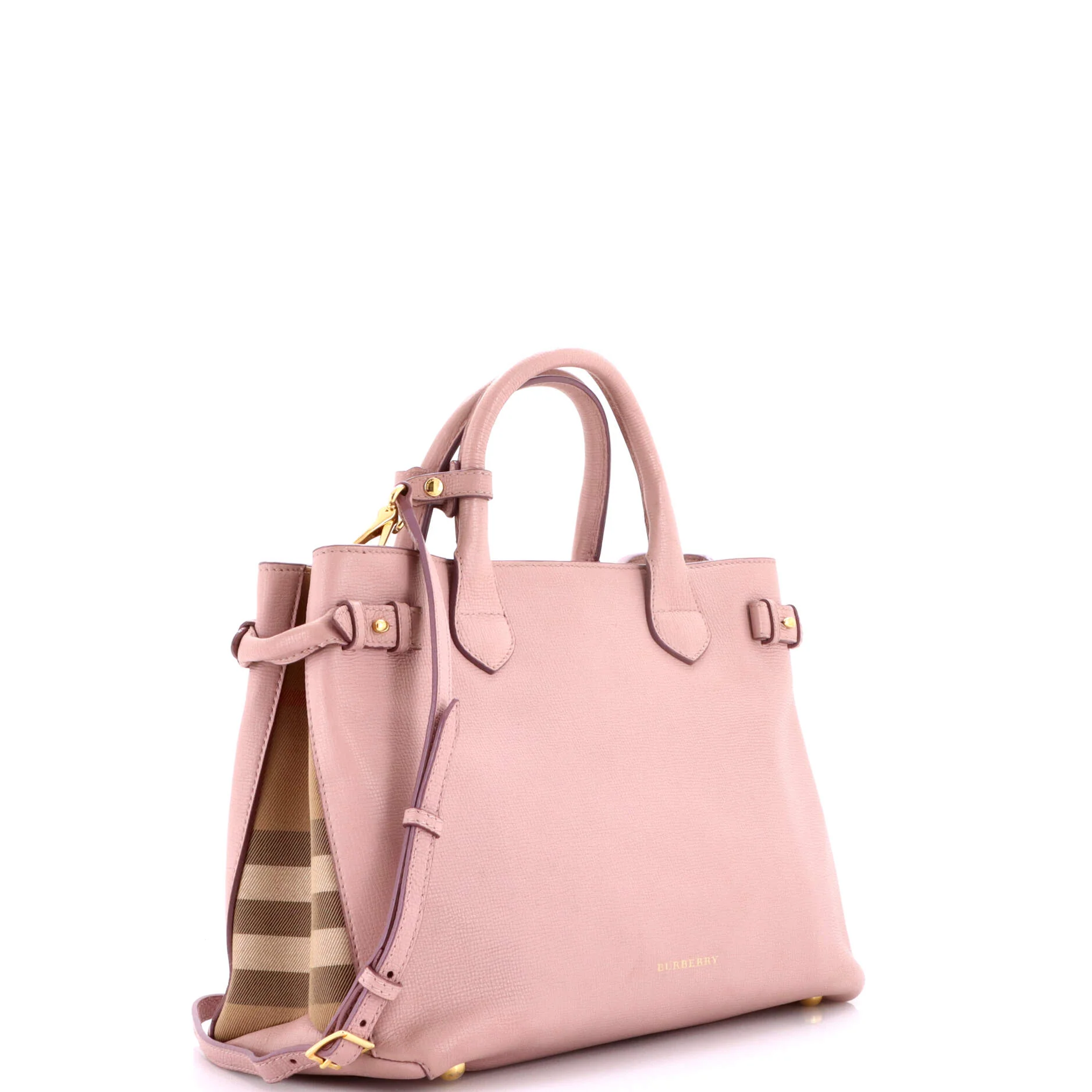 Banner Tote Leather and House Check Canvas Medium - Image 2