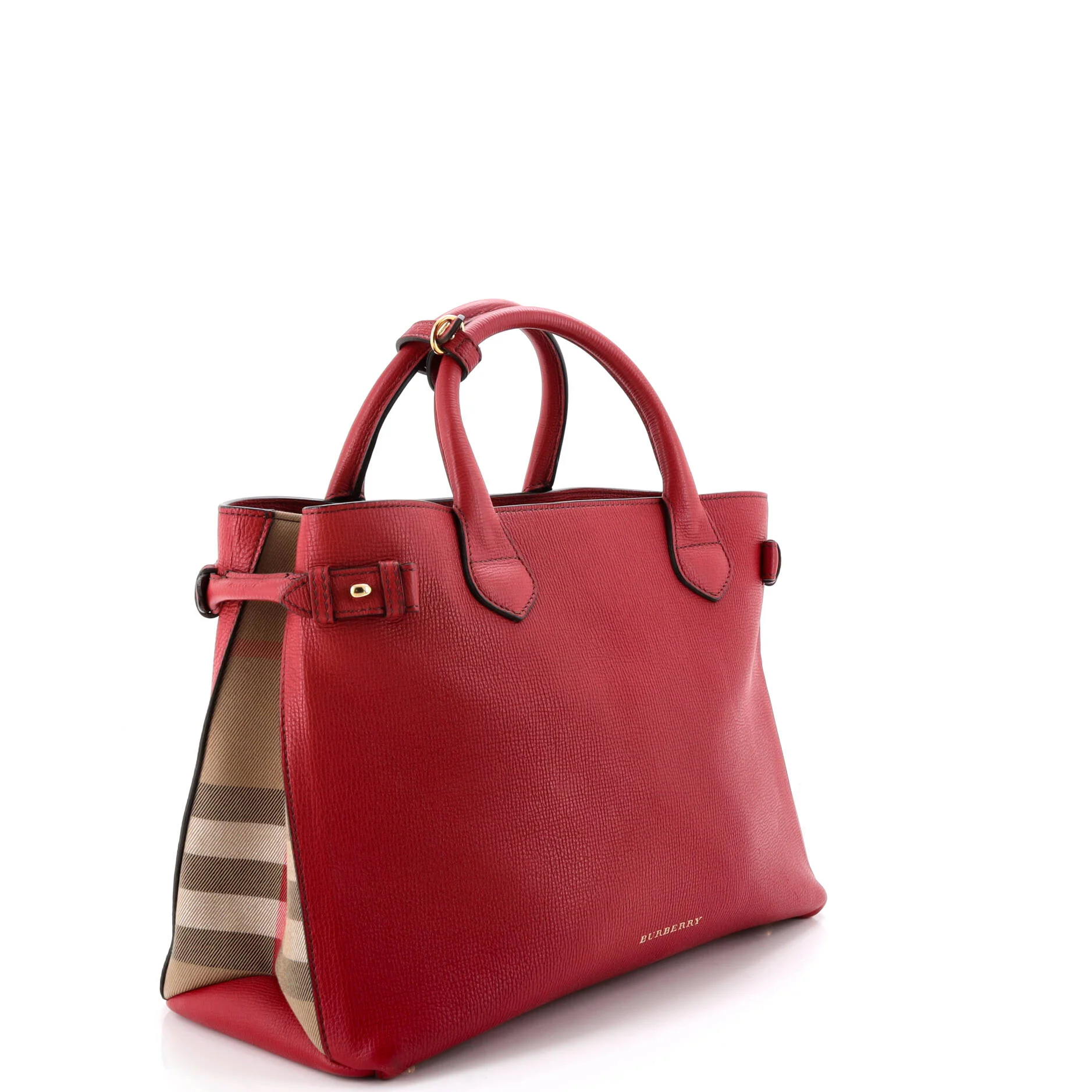 Banner Tote Leather and House Check Canvas Medium - Image 2