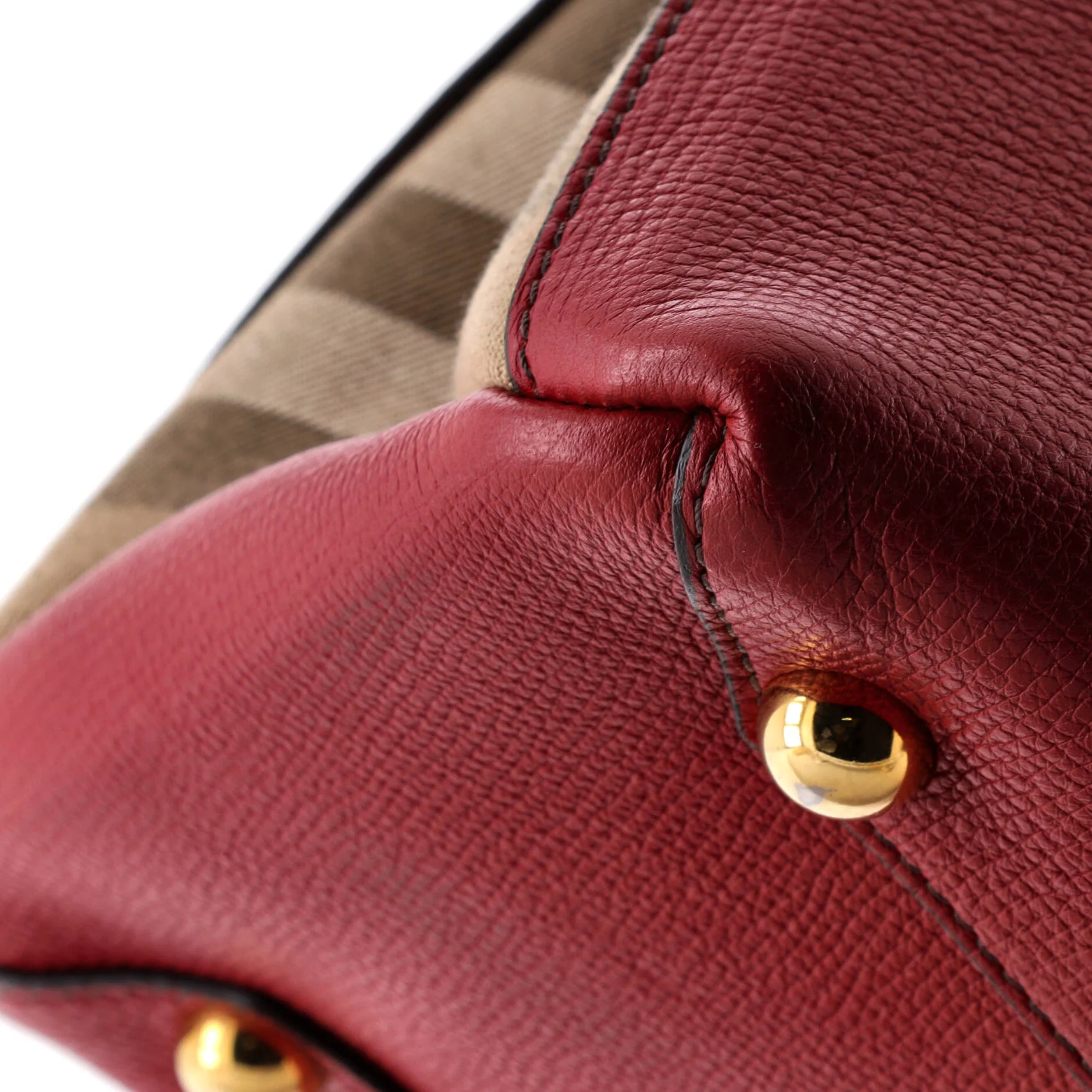 Banner Tote Leather and House Check Canvas Medium - Image 6
