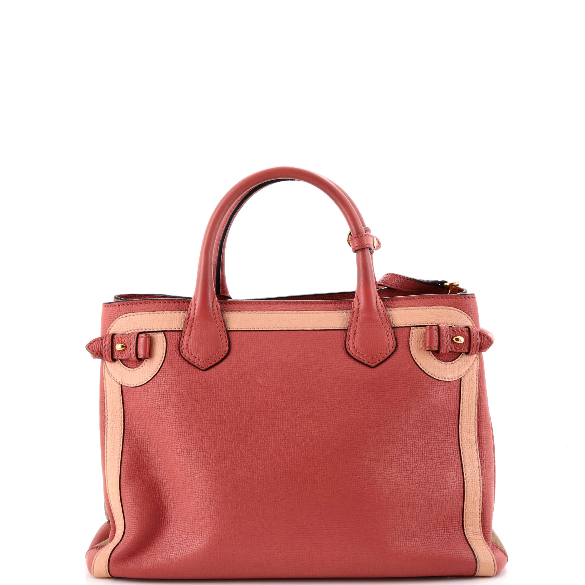 Banner Tote Leather and House Check Canvas Medium - Image 3