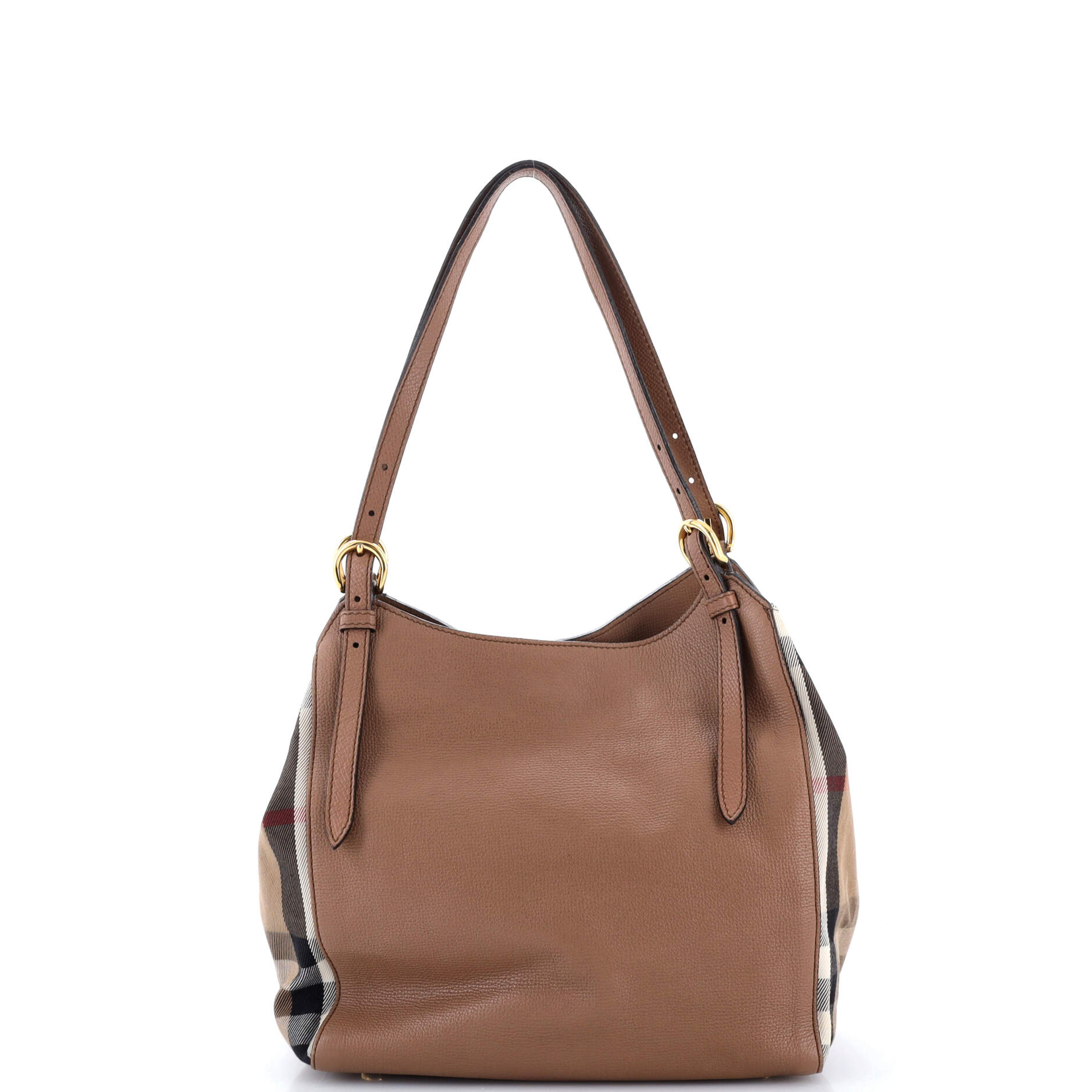 Canterbury Tote Leather and House Check Canvas Small - Image 3