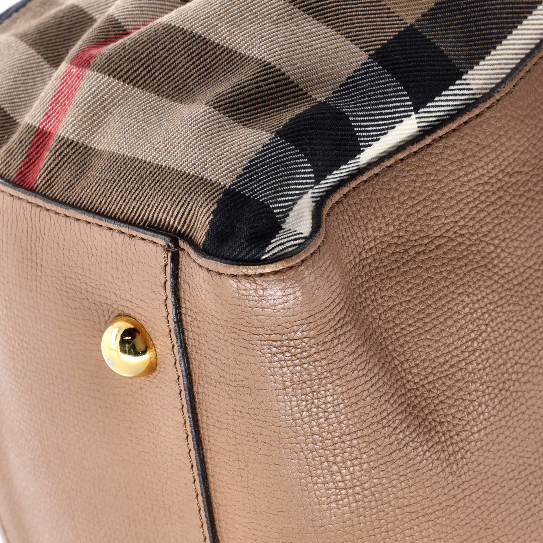 Canterbury Tote Leather and House Check Canvas Small - Image 6