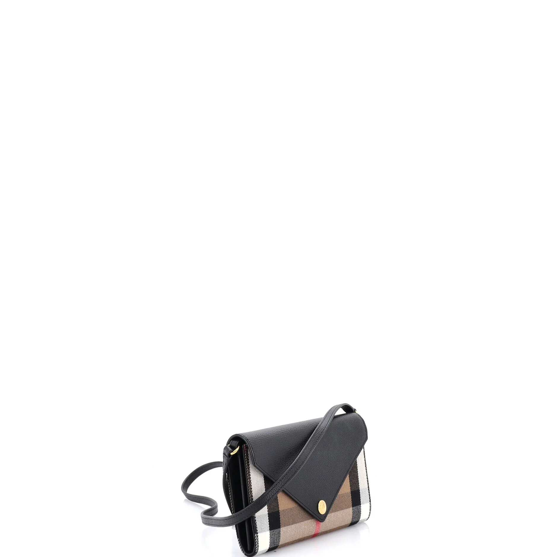 Hannah Envelope Wallet on Strap Leather and House Check Canvas - Image 2