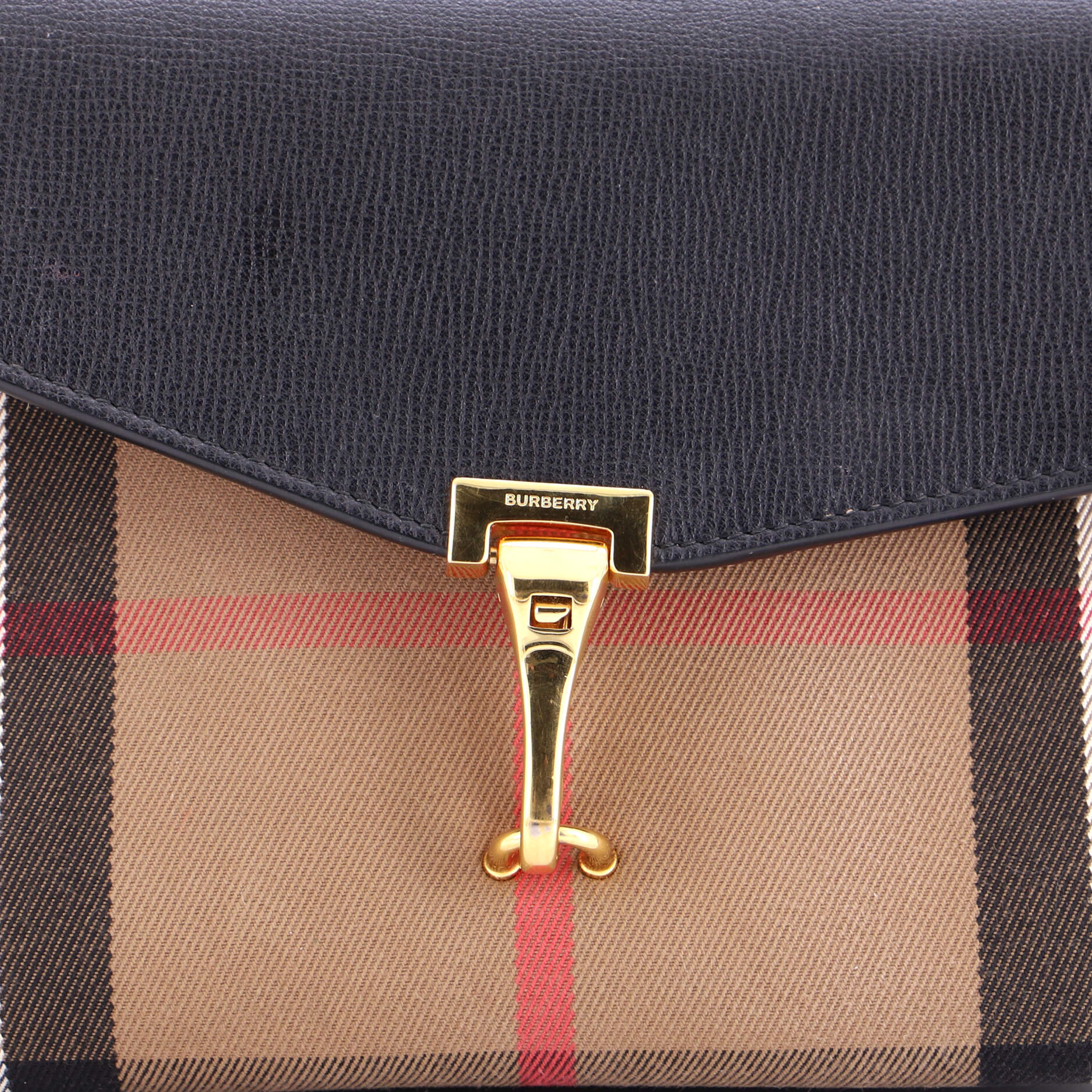 Macken Crossbody Bag Leather and House Check Canvas Small - Image 6
