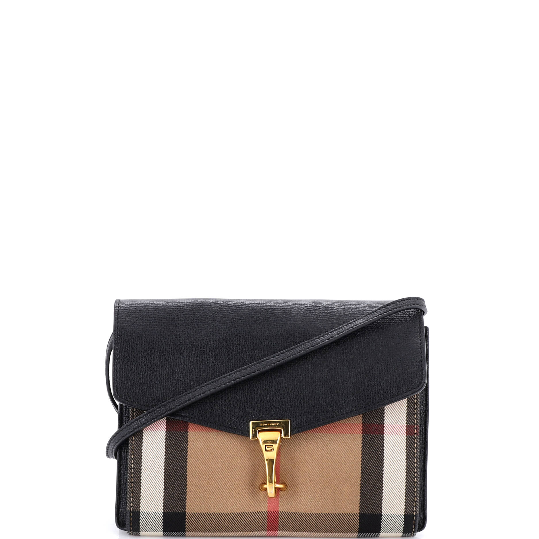 Macken Crossbody Bag Leather and House Check Canvas Small