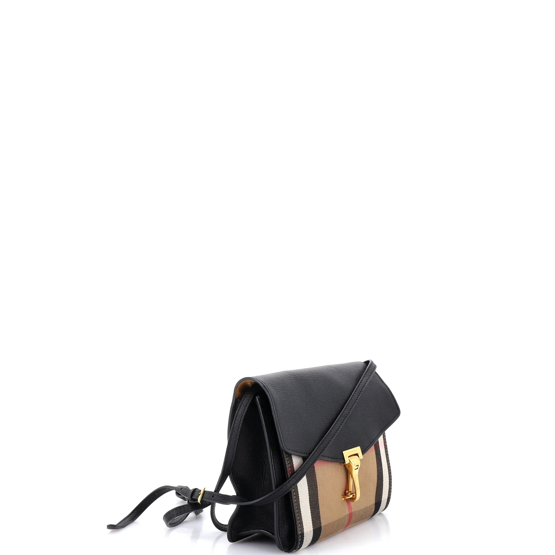 Macken Crossbody Bag Leather and House Check Canvas Small - Image 2