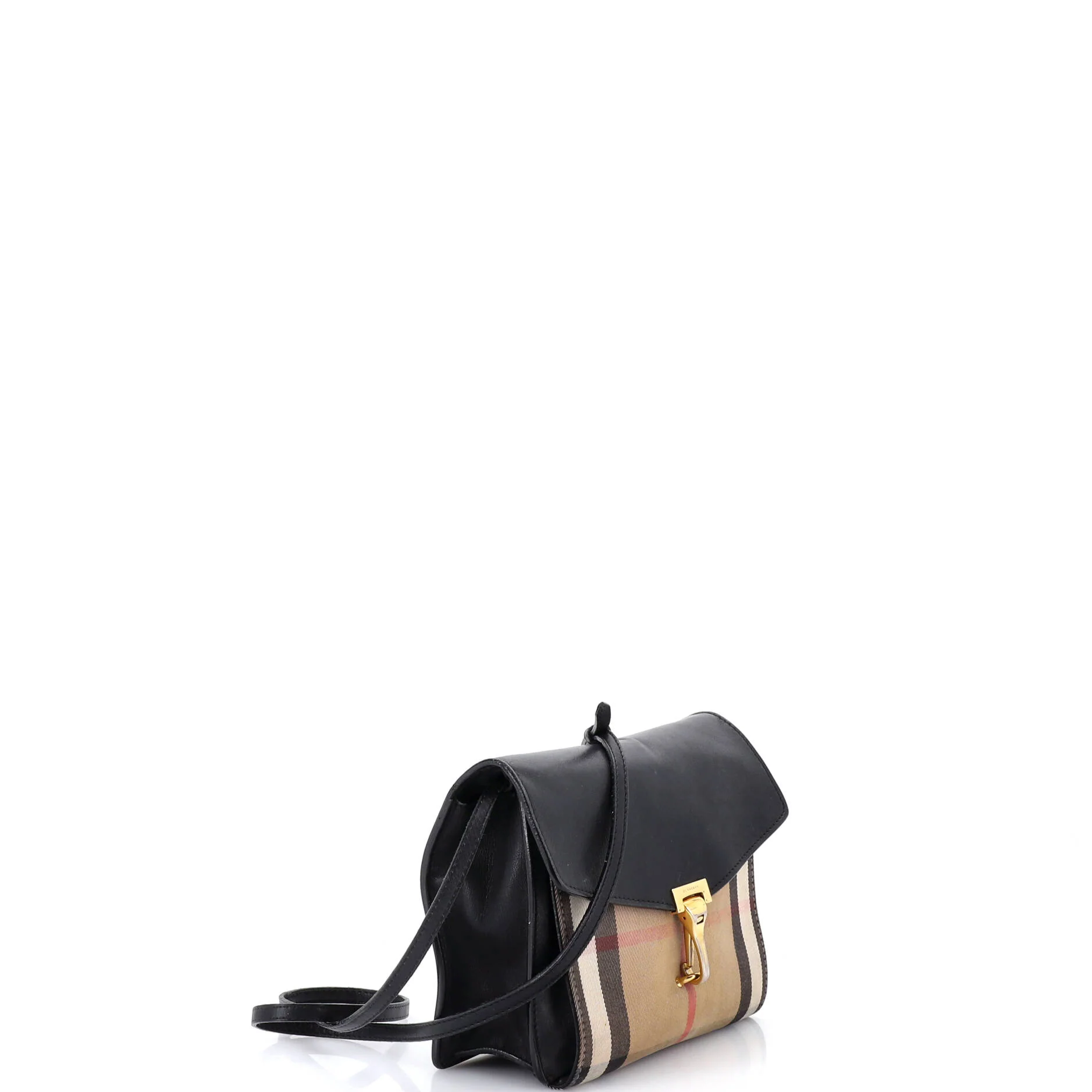Macken Crossbody Bag Leather and House Check Canvas Small - Image 2