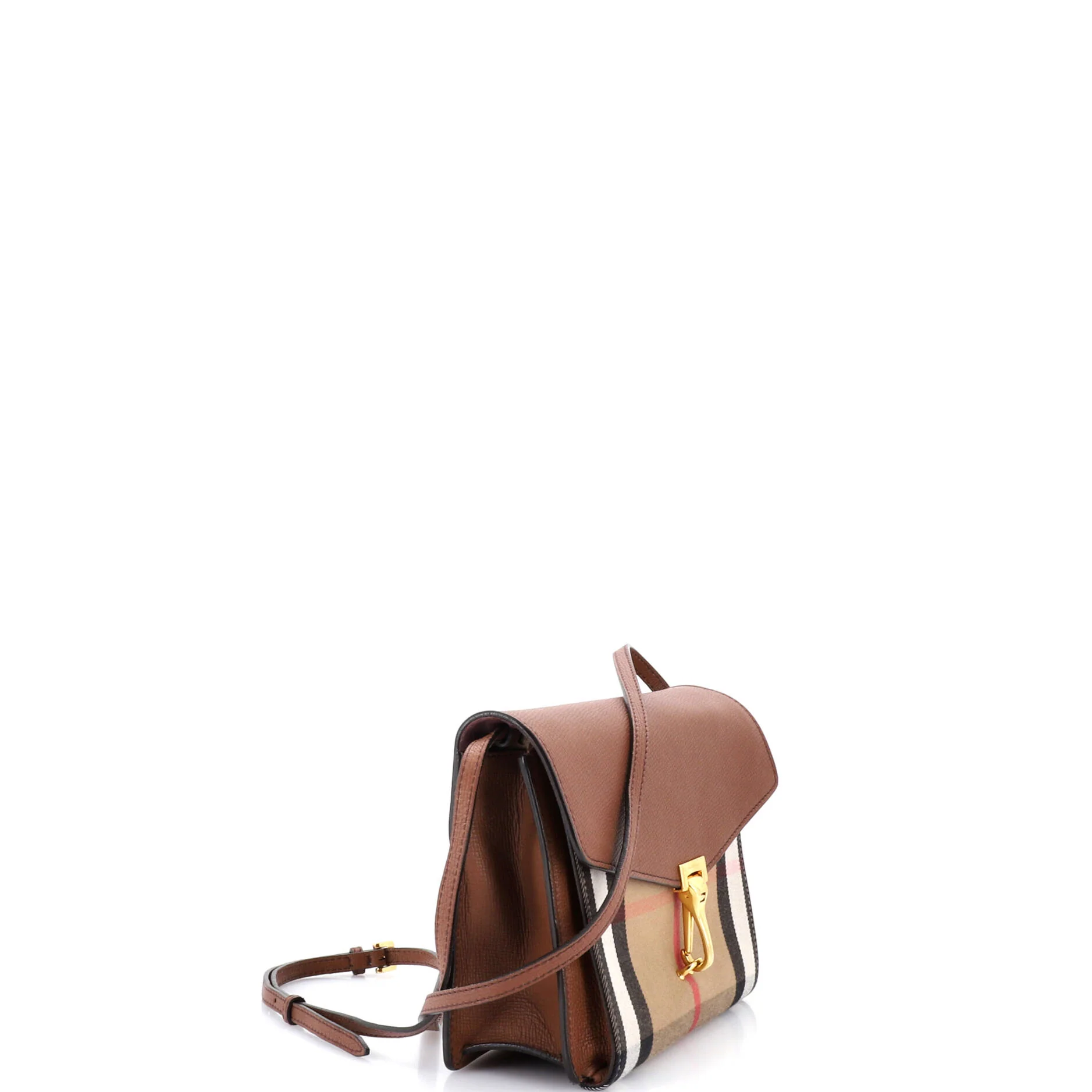 Macken Crossbody Bag Leather and House Check Canvas Small - Image 2