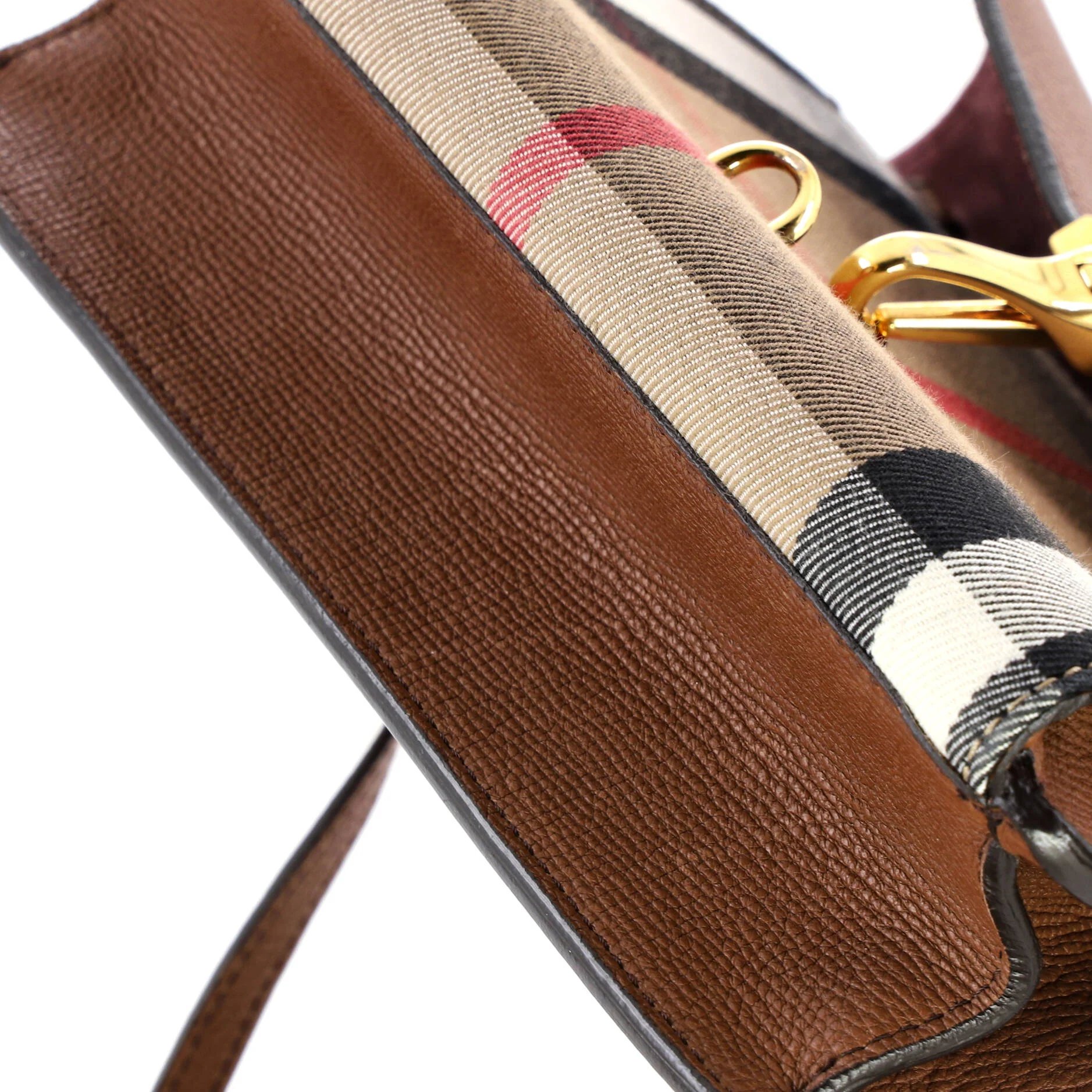 Macken Crossbody Bag Leather and House Check Canvas Small - Image 6
