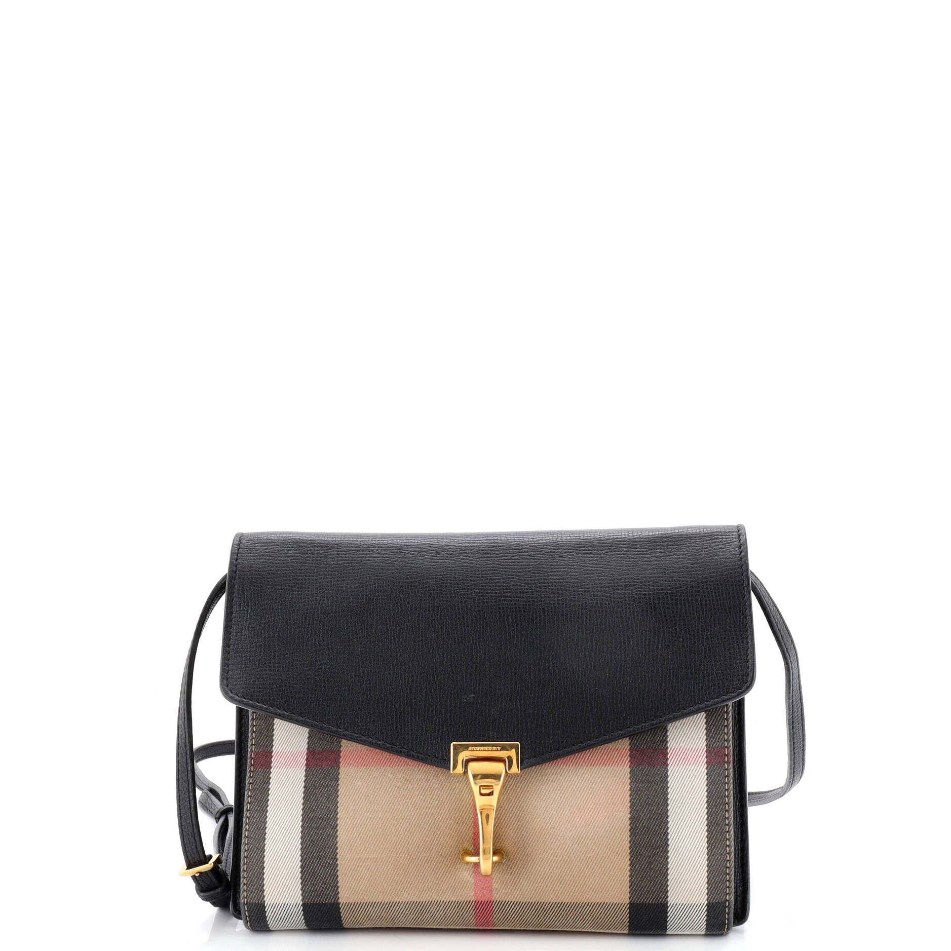 Macken Crossbody Bag Leather and House Check Canvas Small