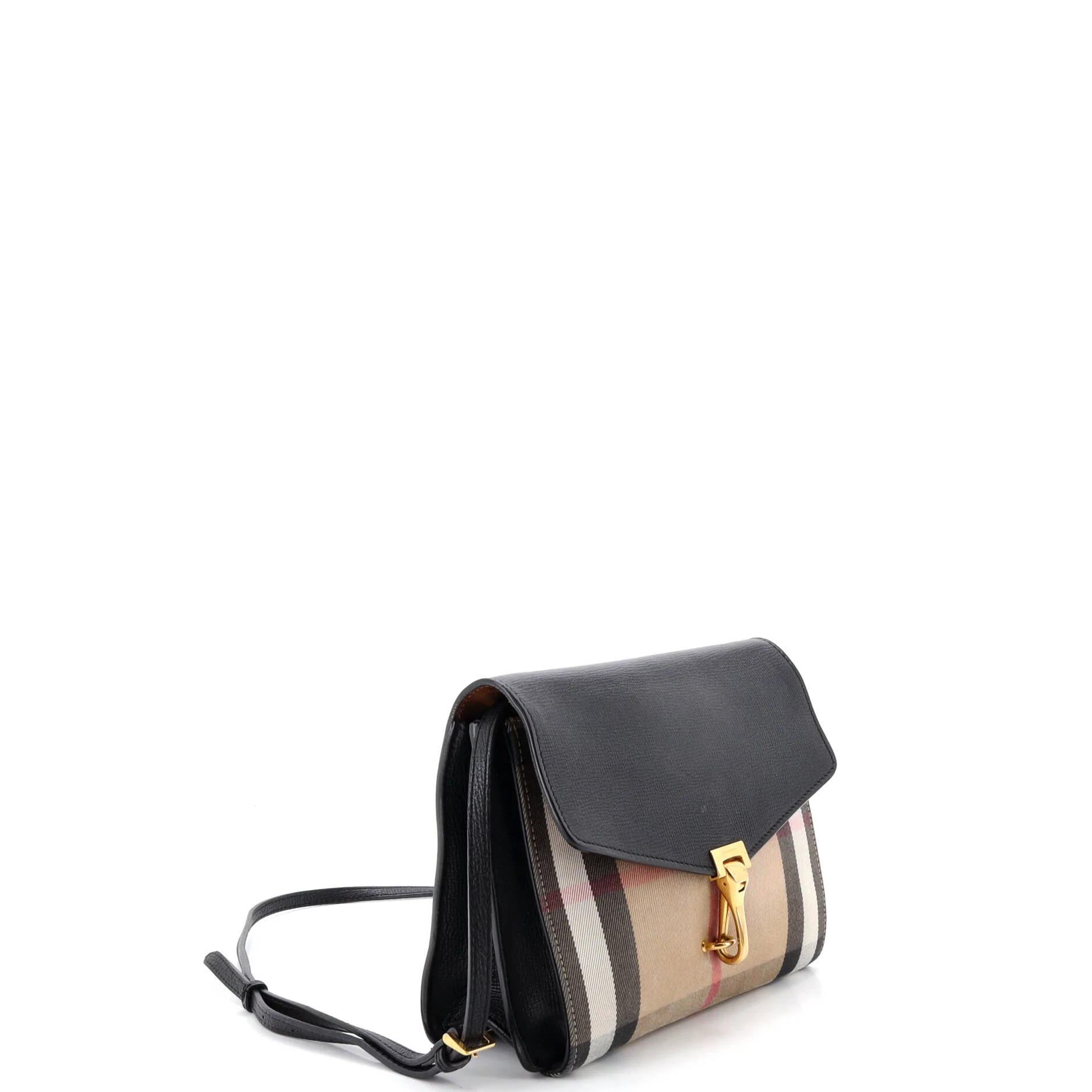 Macken Crossbody Bag Leather and House Check Canvas Small - Image 2