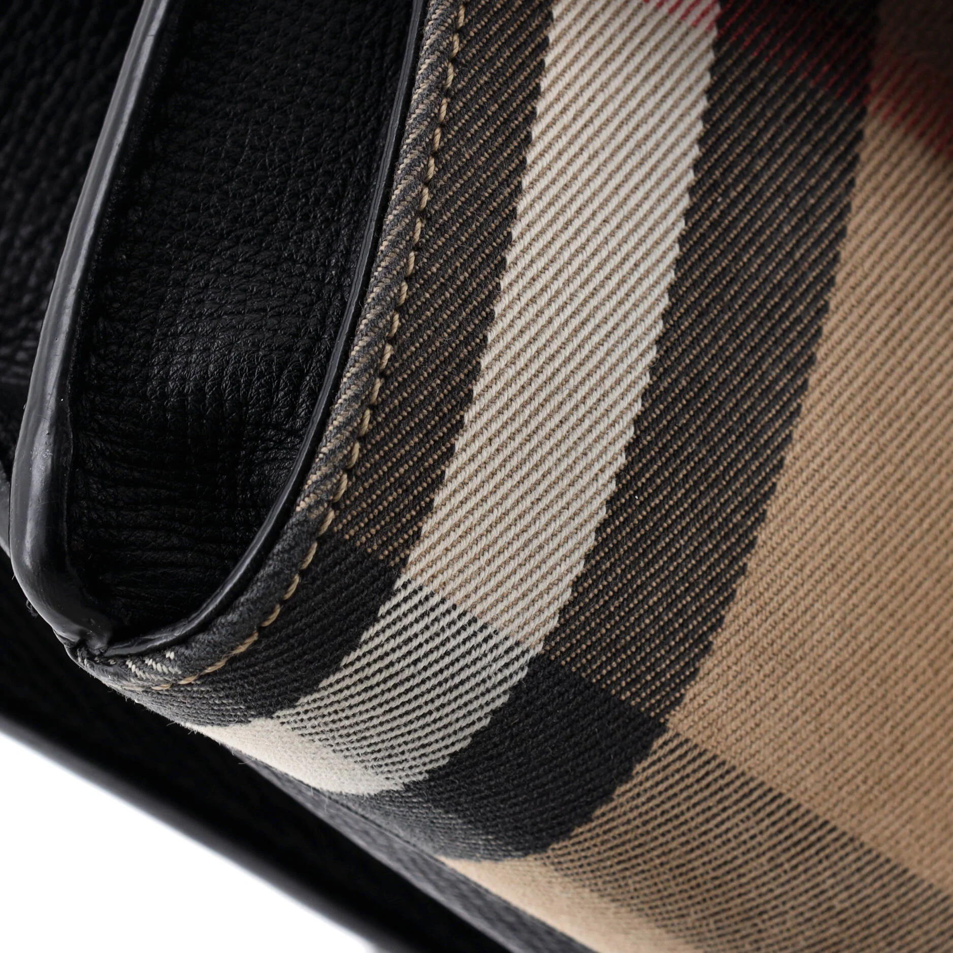 Macken Crossbody Bag Leather and House Check Canvas Small - Image 6