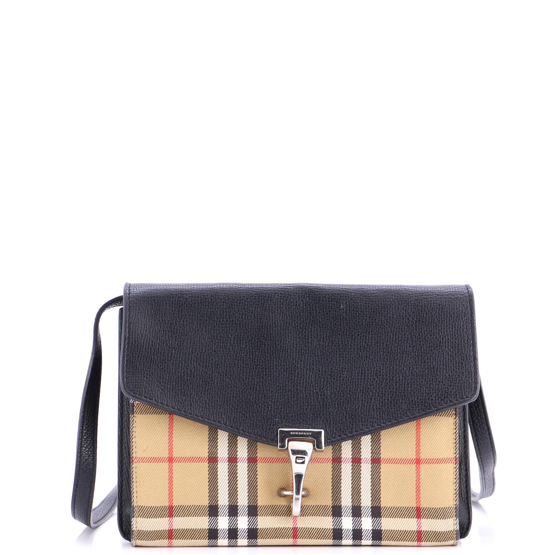Macken Crossbody Bag Leather and Vintage Check Canvas Small