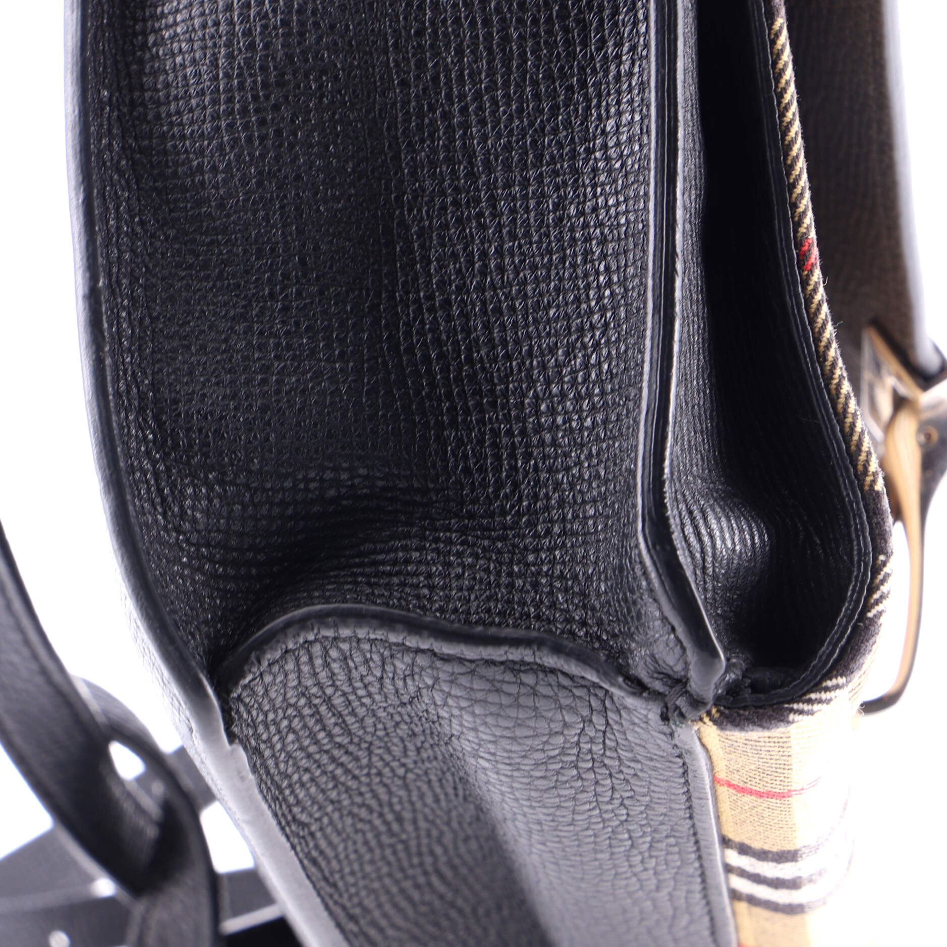 Macken Crossbody Bag Leather and Vintage Check Canvas Small - Image 5