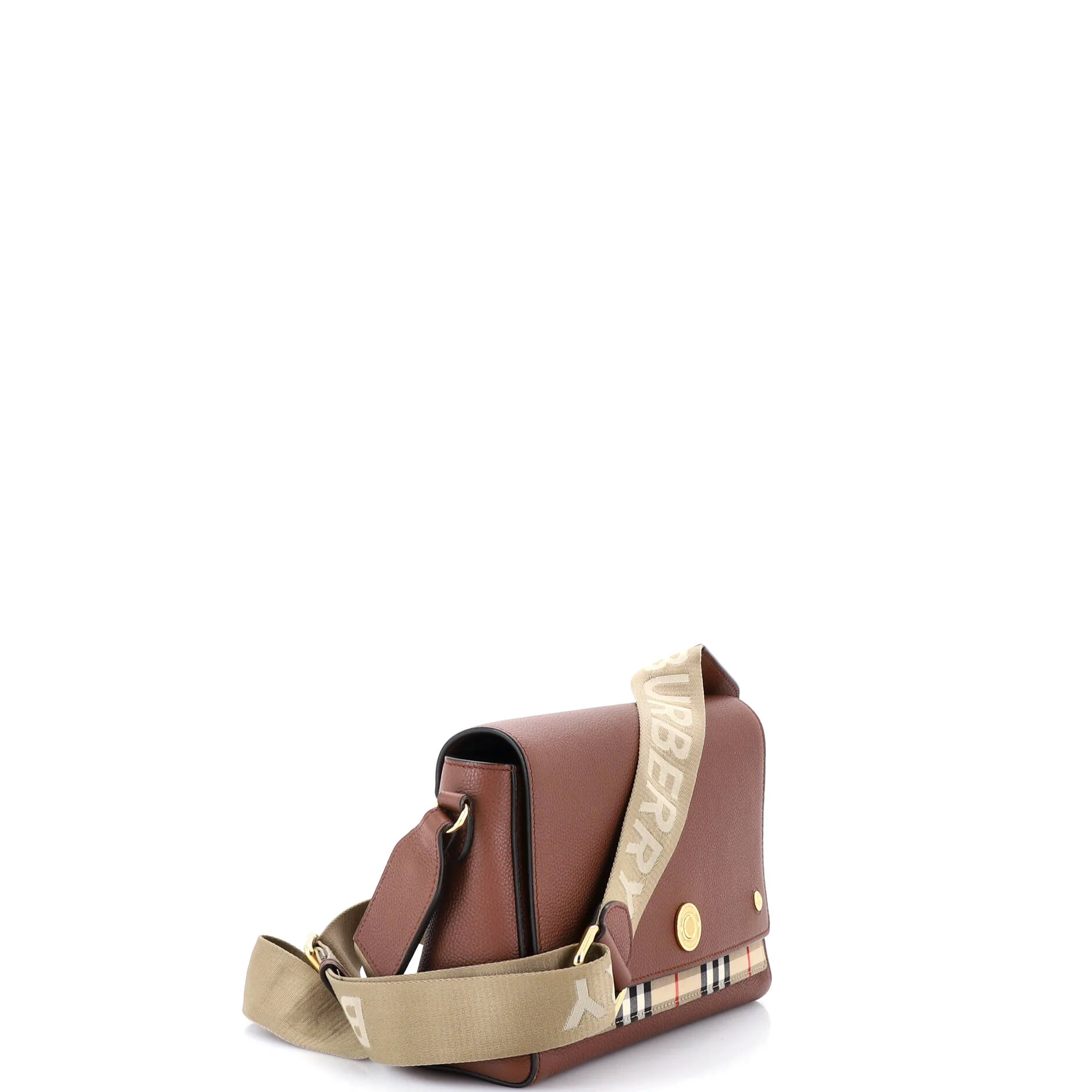 Note Crossbody Bag Leather with Vintage Check Canvas Medium - Image 2