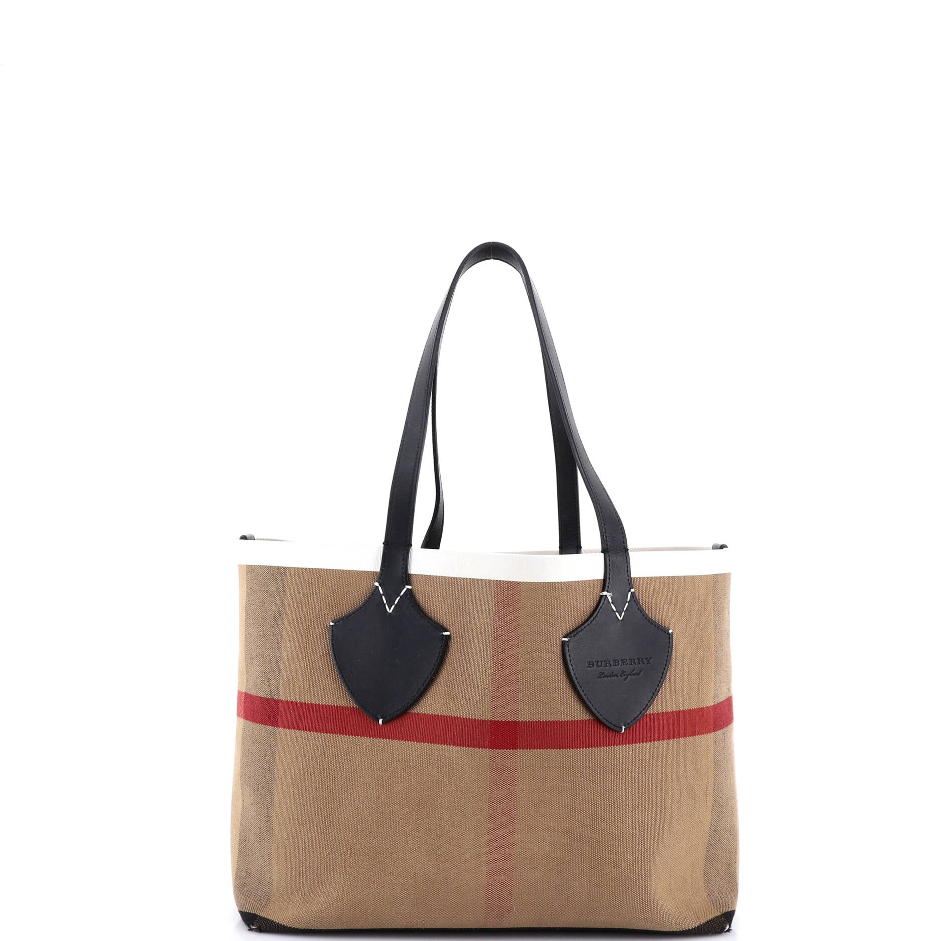 Reversible Giant Tote House Check Canvas and Leather Large - Image 3