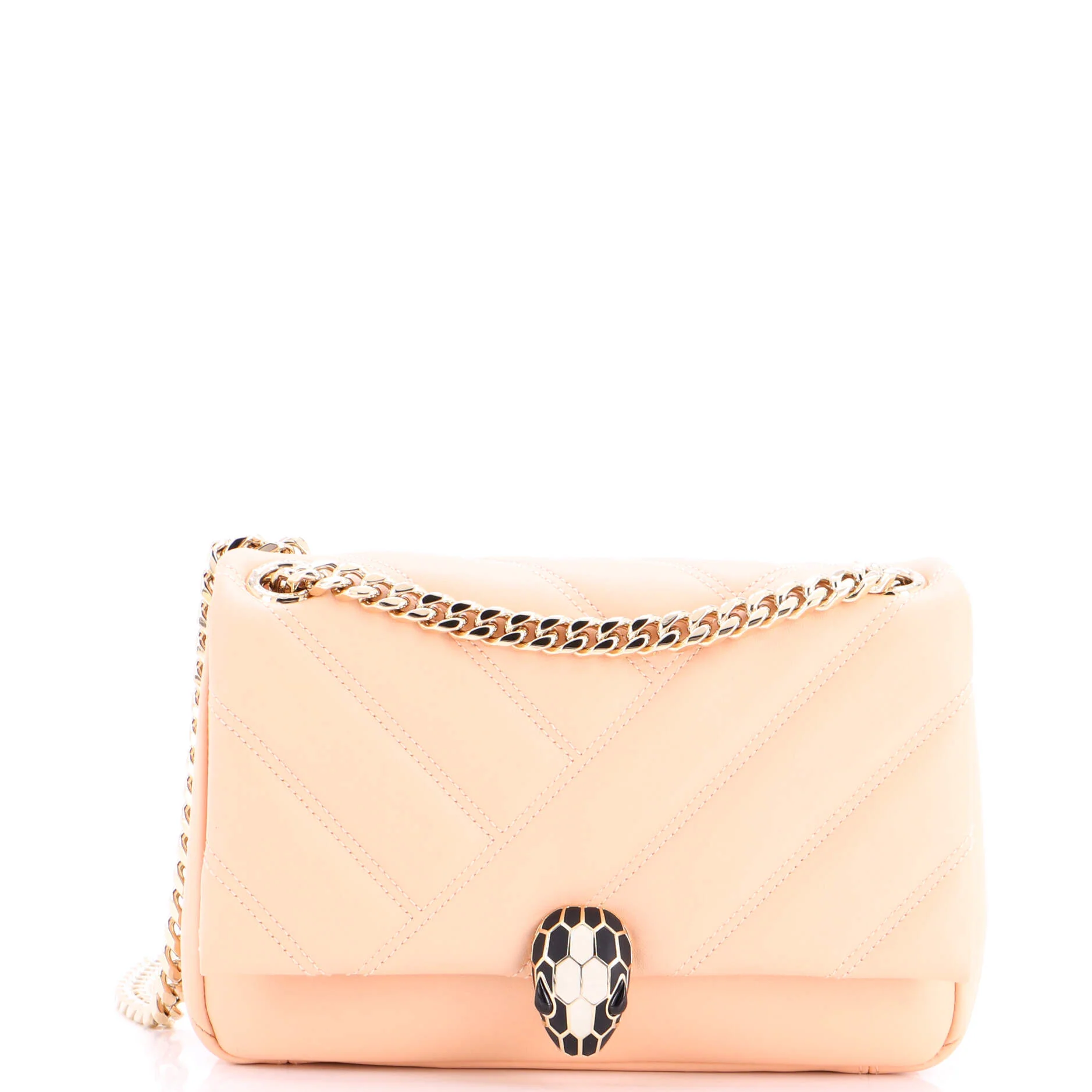 Serpenti Cabochon Shoulder Bag Diagonal Quilted Leather Small