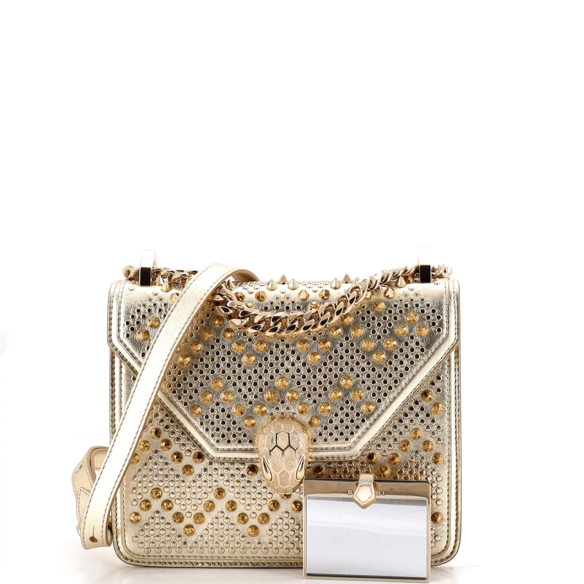 Serpenti Forever Square Shoulder Bag Full Studded Leather Small - Image 2