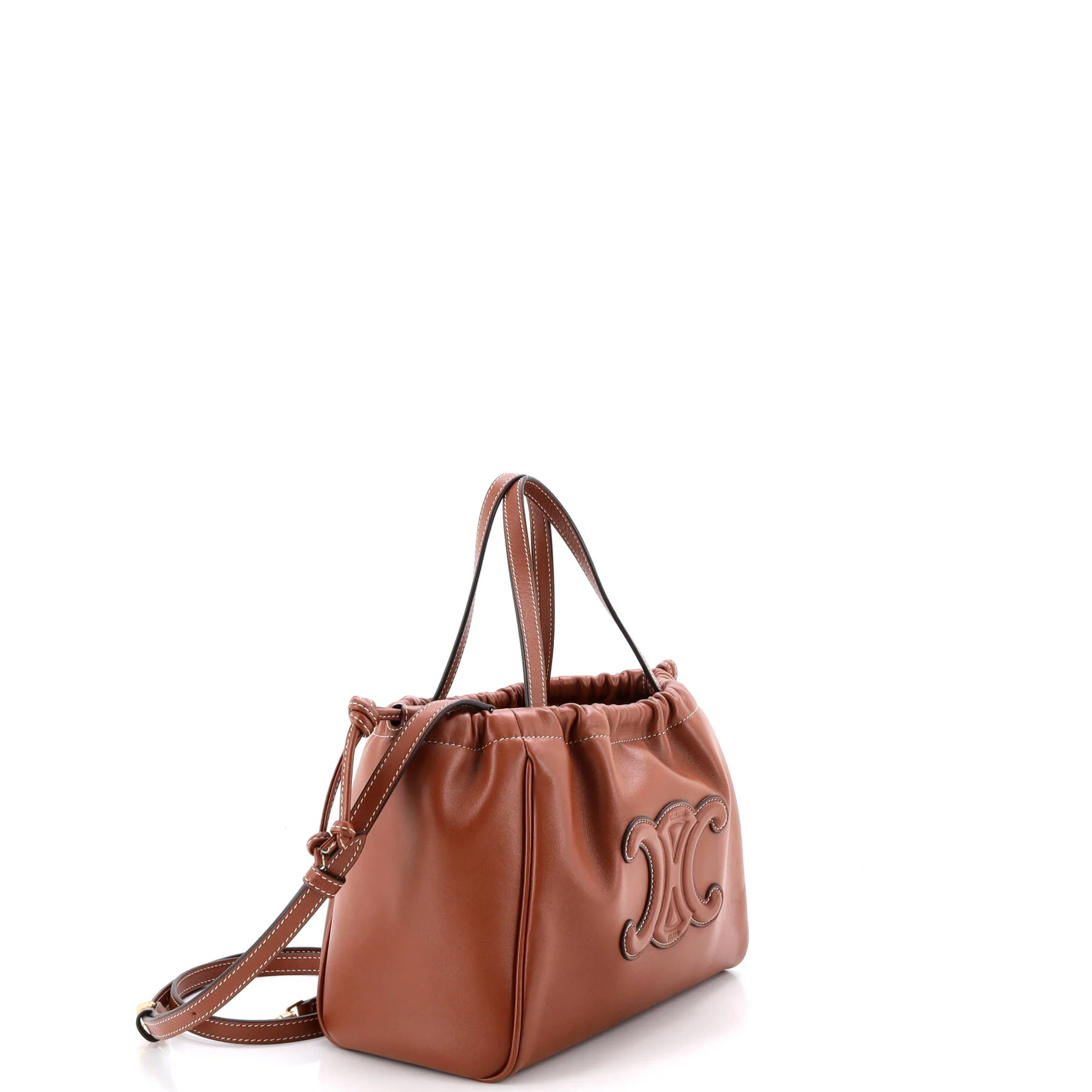 Cuir Triomphe Cabas Drawstring Tote Leather Small - Image 2