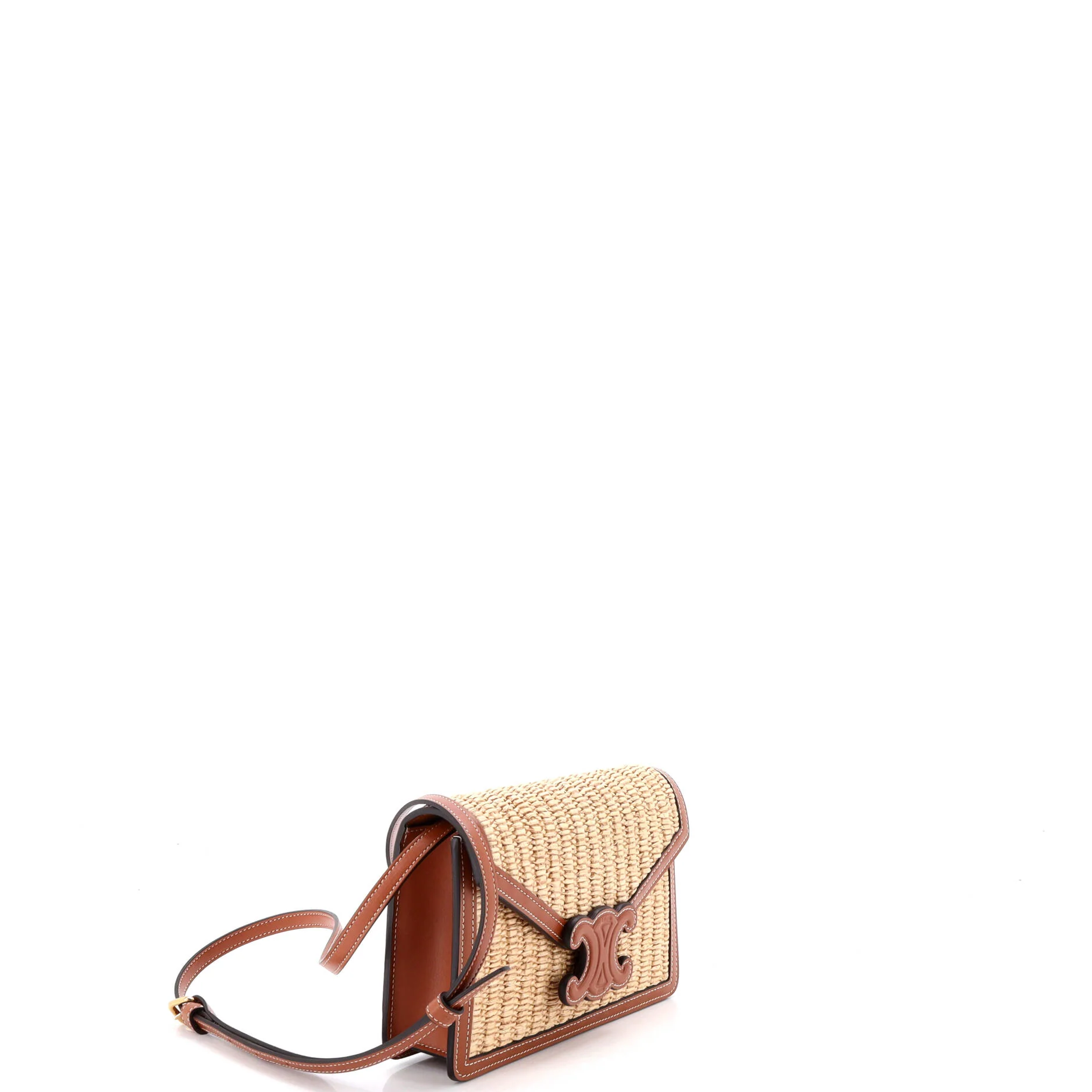 Cuir Wallet on Strap Raffia and Leather - Image 2