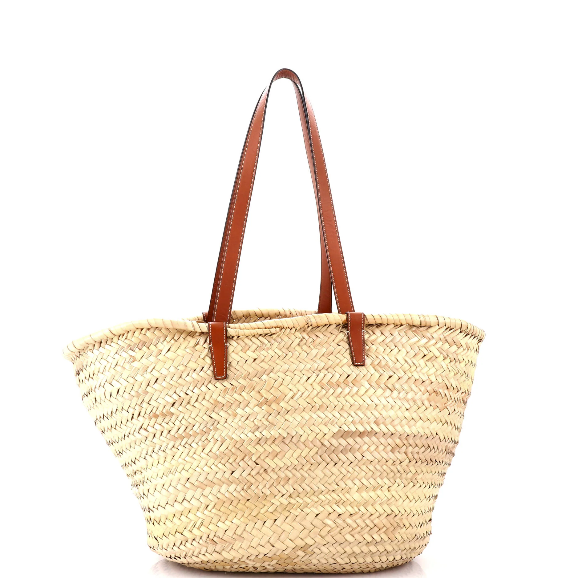 Triomphe Basket Shoulder Bag Raffia with Leather Large - Image 3