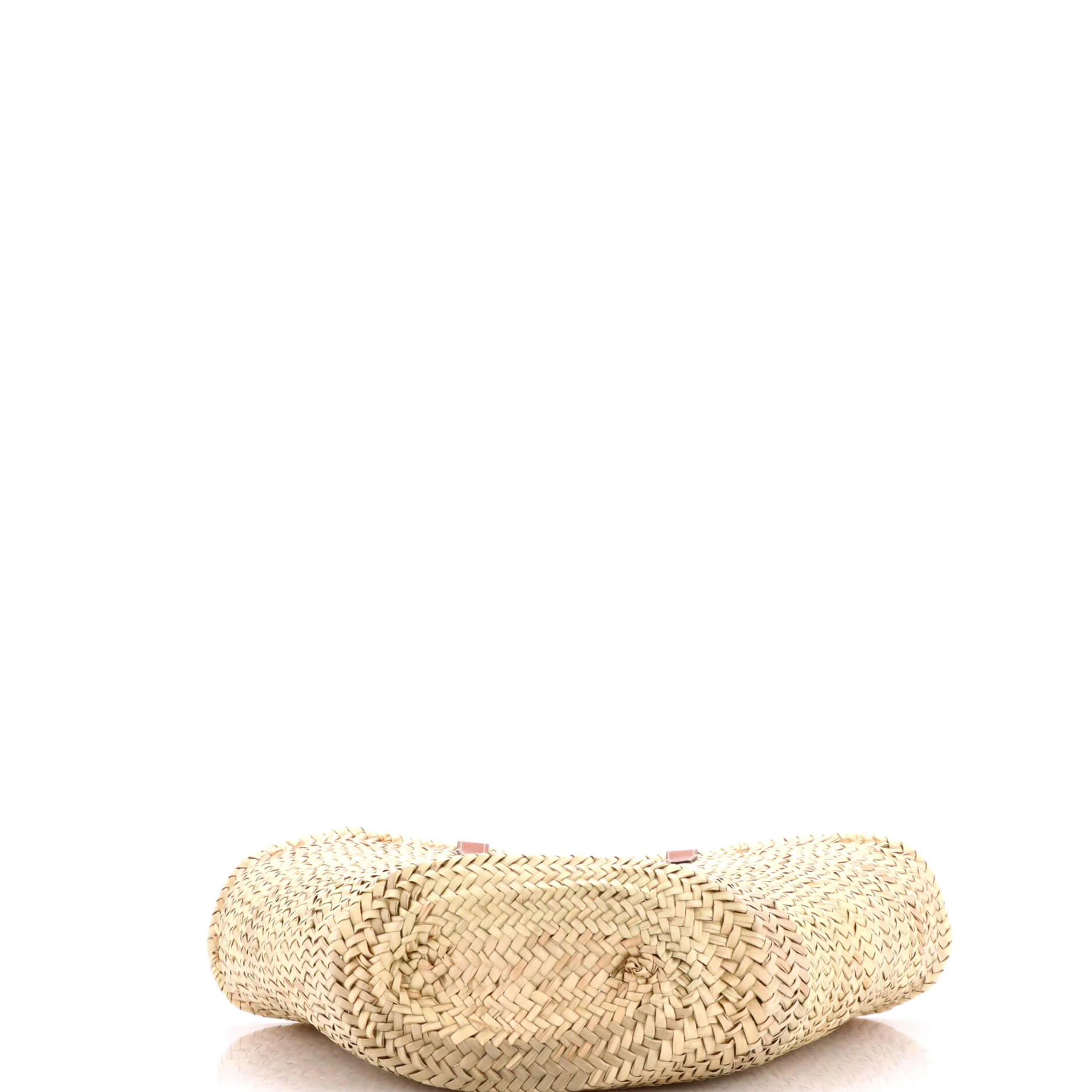 Triomphe Basket Shoulder Bag Raffia with Leather Medium - Image 4