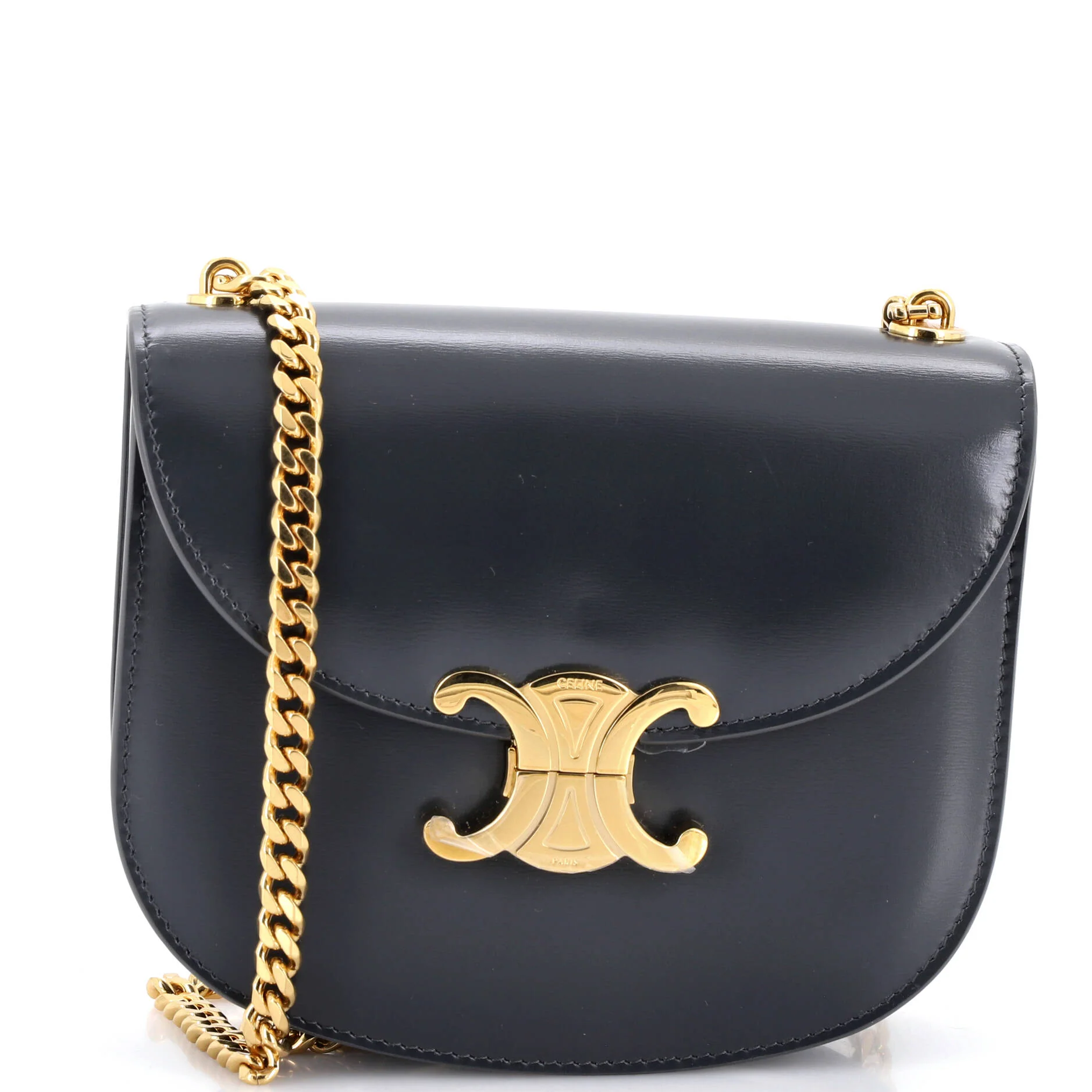 Triomphe Besace Clea Chain Flap Bag Leather