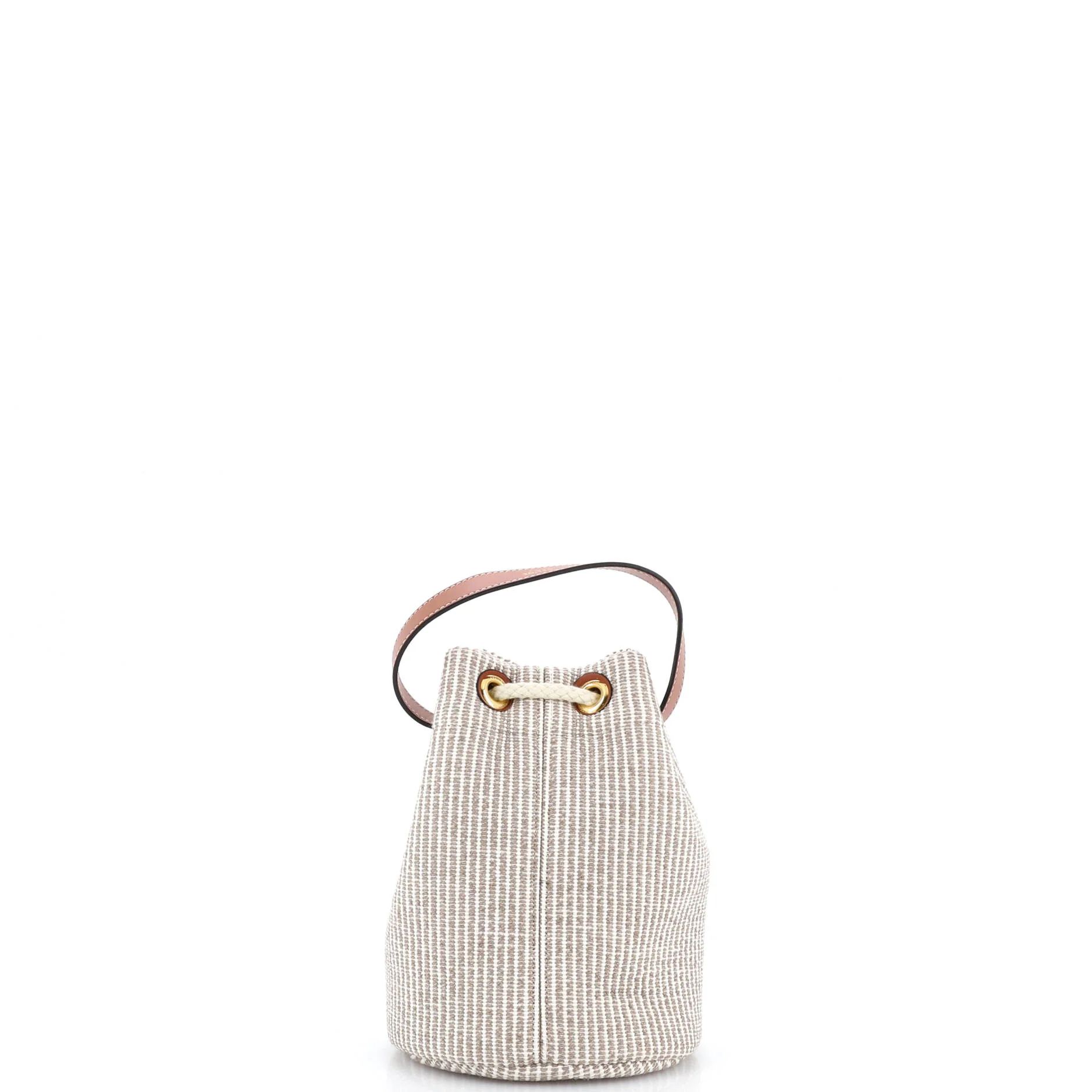Triomphe Drawstring Bucket Bag Canvas with Leather Teen - Image 3