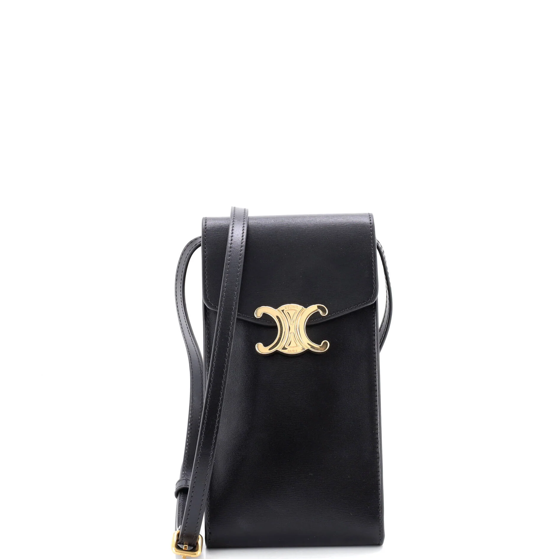 Triomphe Flap Phone Holder Crossbody Leather