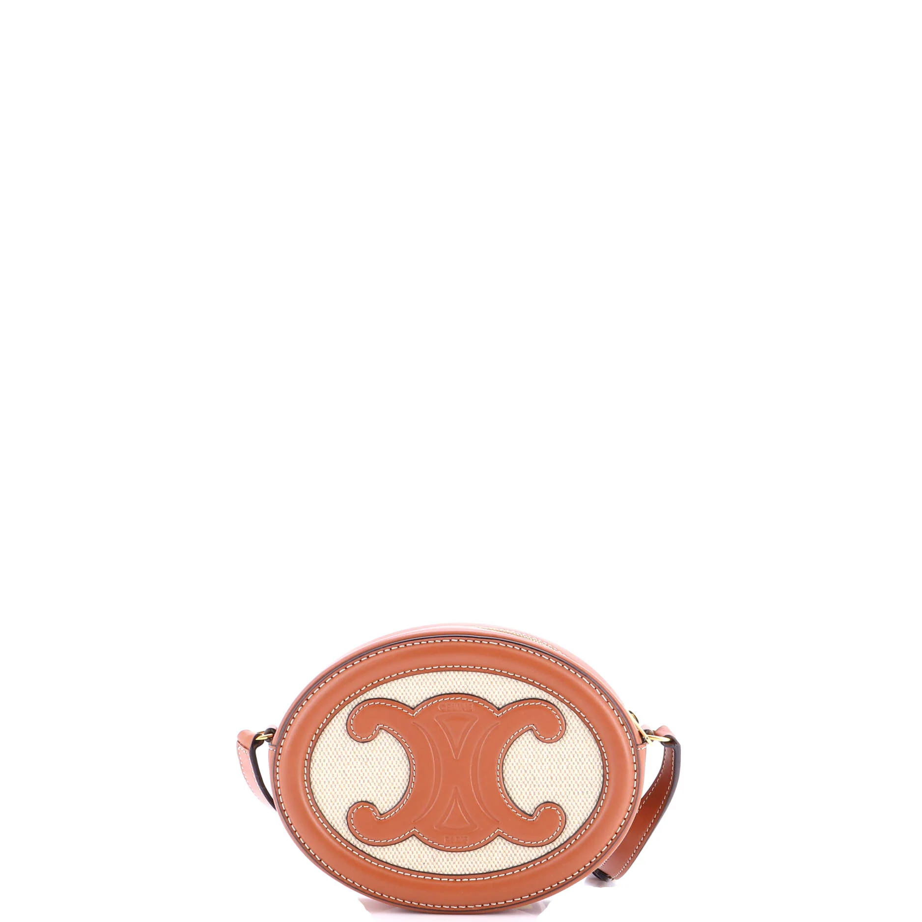 Triomphe Oval Crossbody Bag Canvas and Leather - Image 3