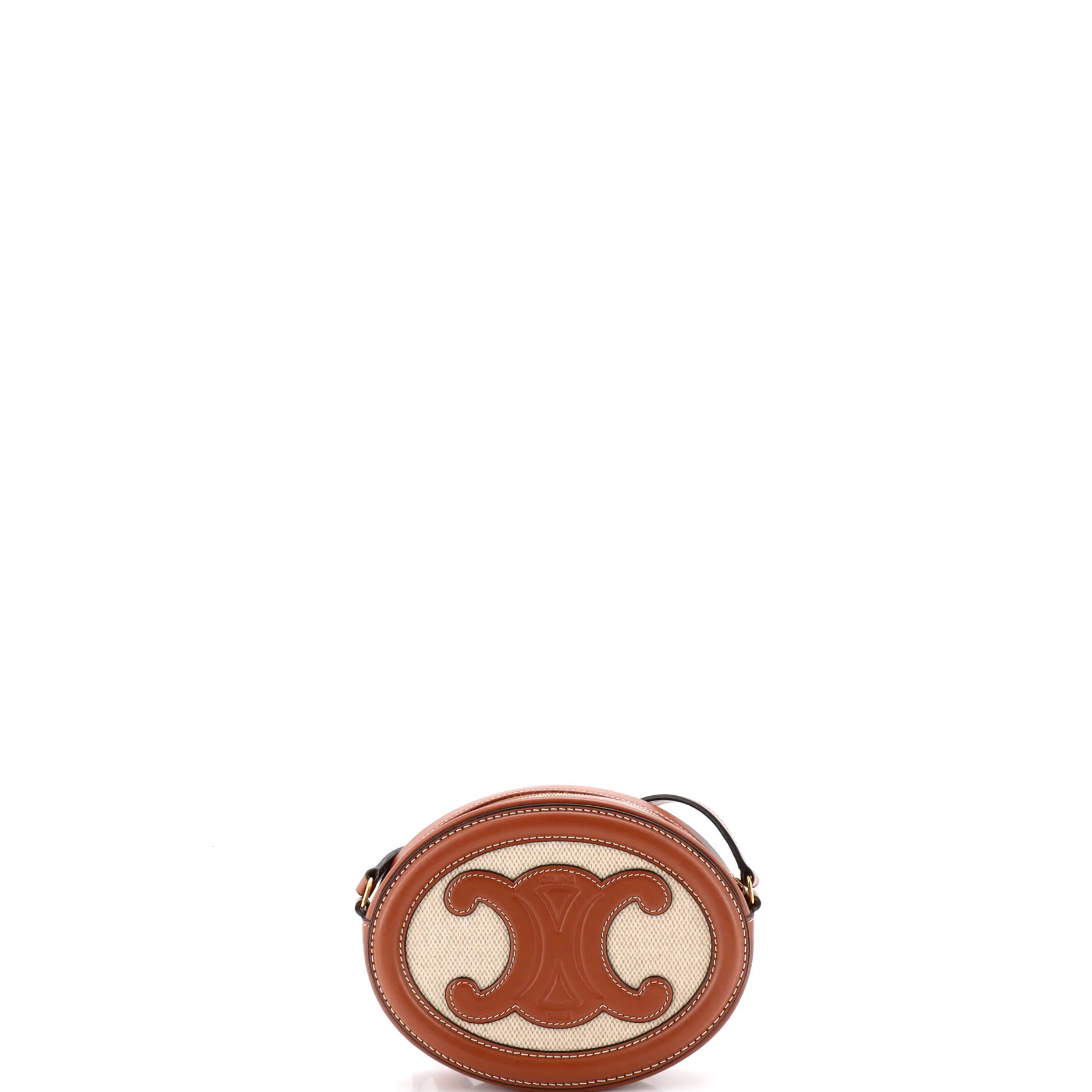 Triomphe Oval Crossbody Bag Canvas and Leather - Image 3