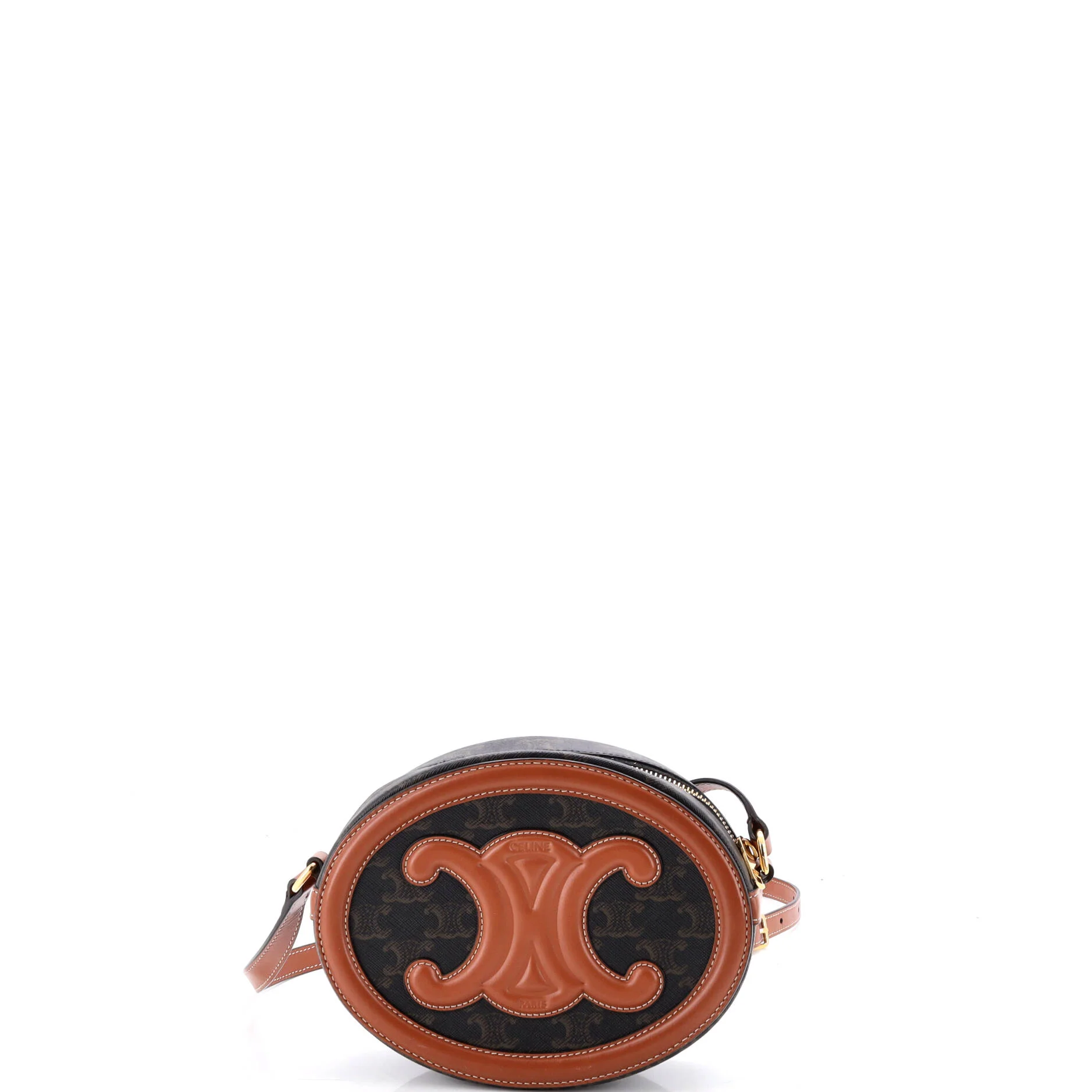 Triomphe Oval Crossbody Bag Triomphe Coated Canvas and Leather - Image 3