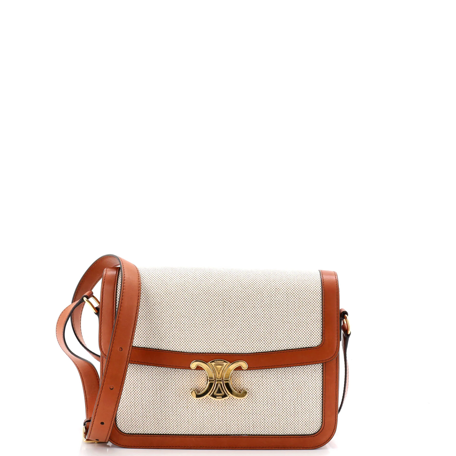 Triomphe Shoulder Bag Canvas with Leather Medium