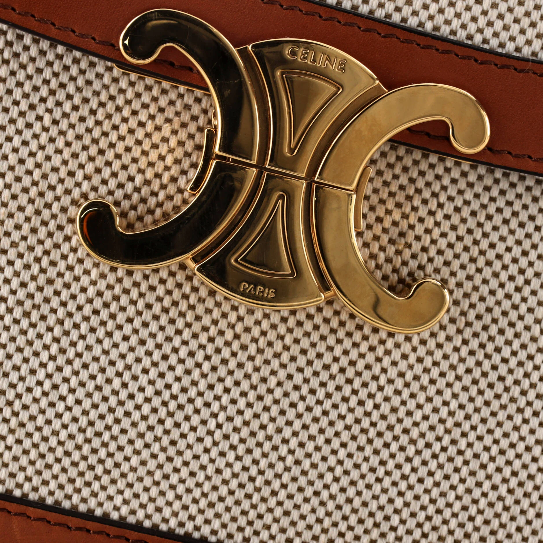 Triomphe Shoulder Bag Canvas with Leather Medium - Image 6