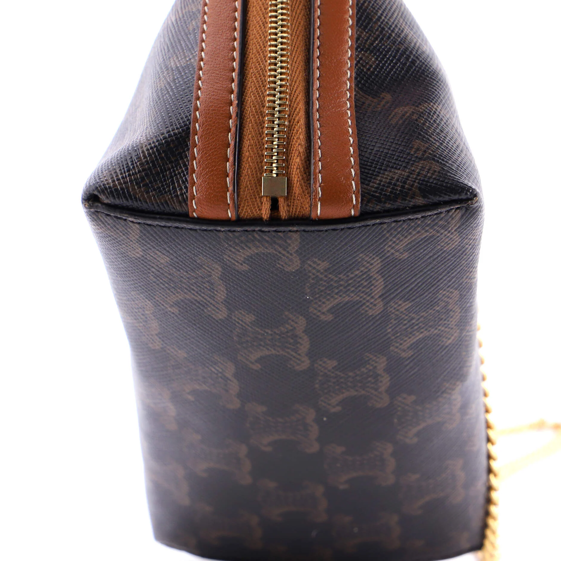 Zip Around Chain Clutch Embroidered Triomphe Coated Canvas - Image 6