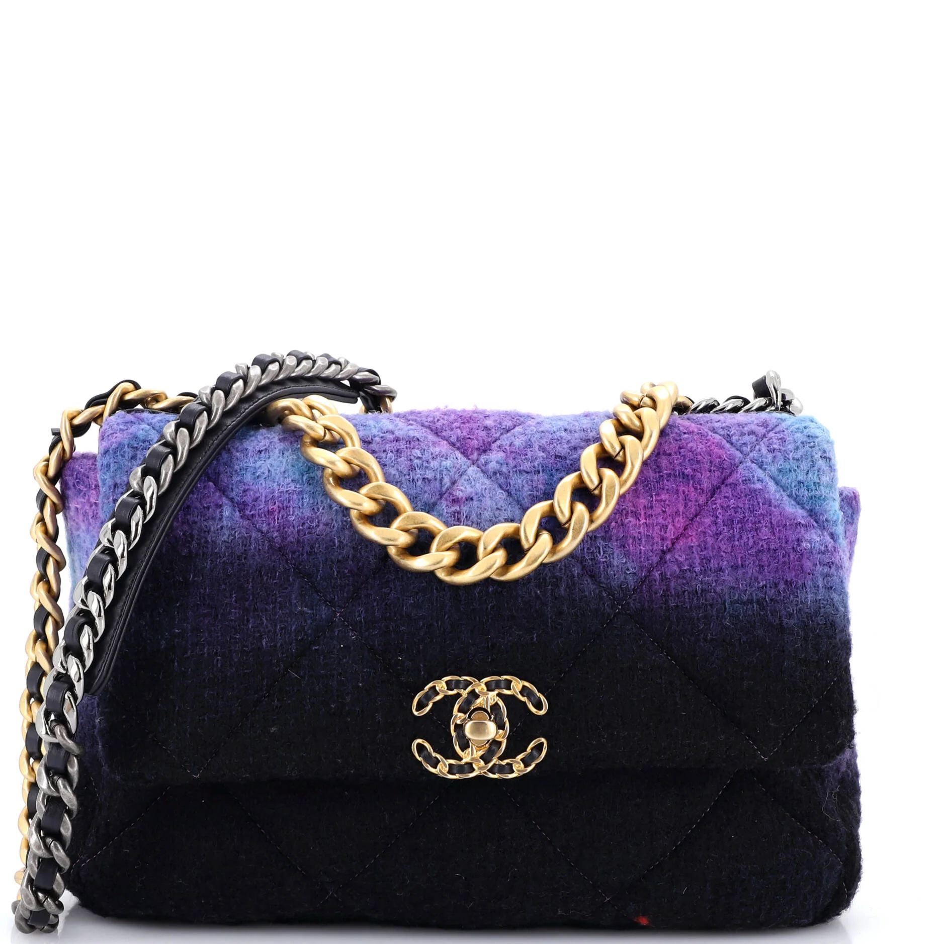 19 Flap Bag Quilted Degrade Wool Medium