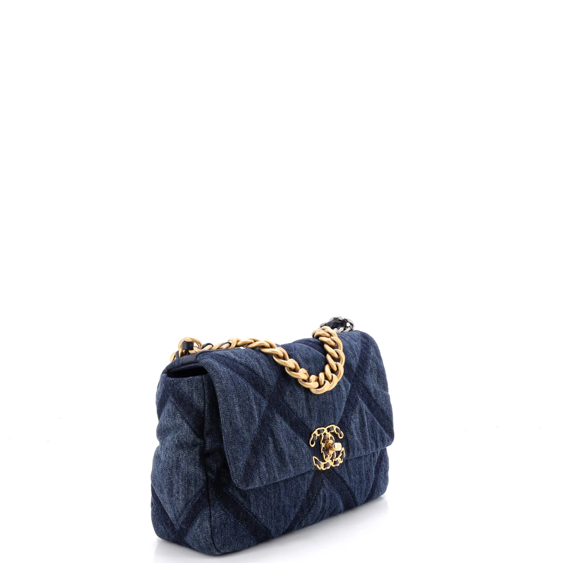 19 Flap Bag Quilted Denim Medium - Image 2