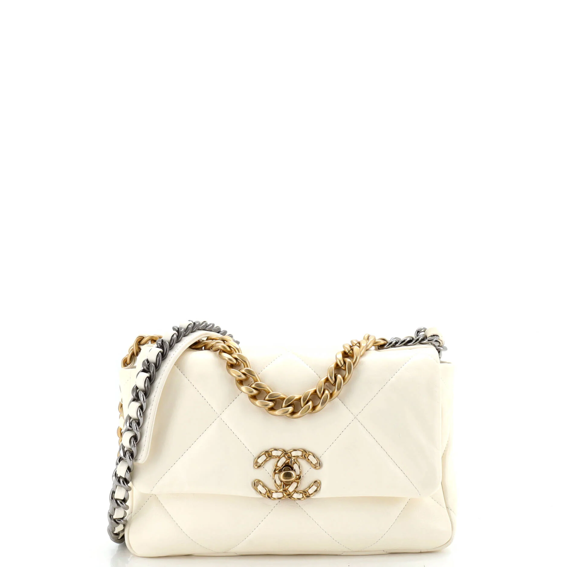 19 Flap Bag Quilted Glossy Calfskin Medium