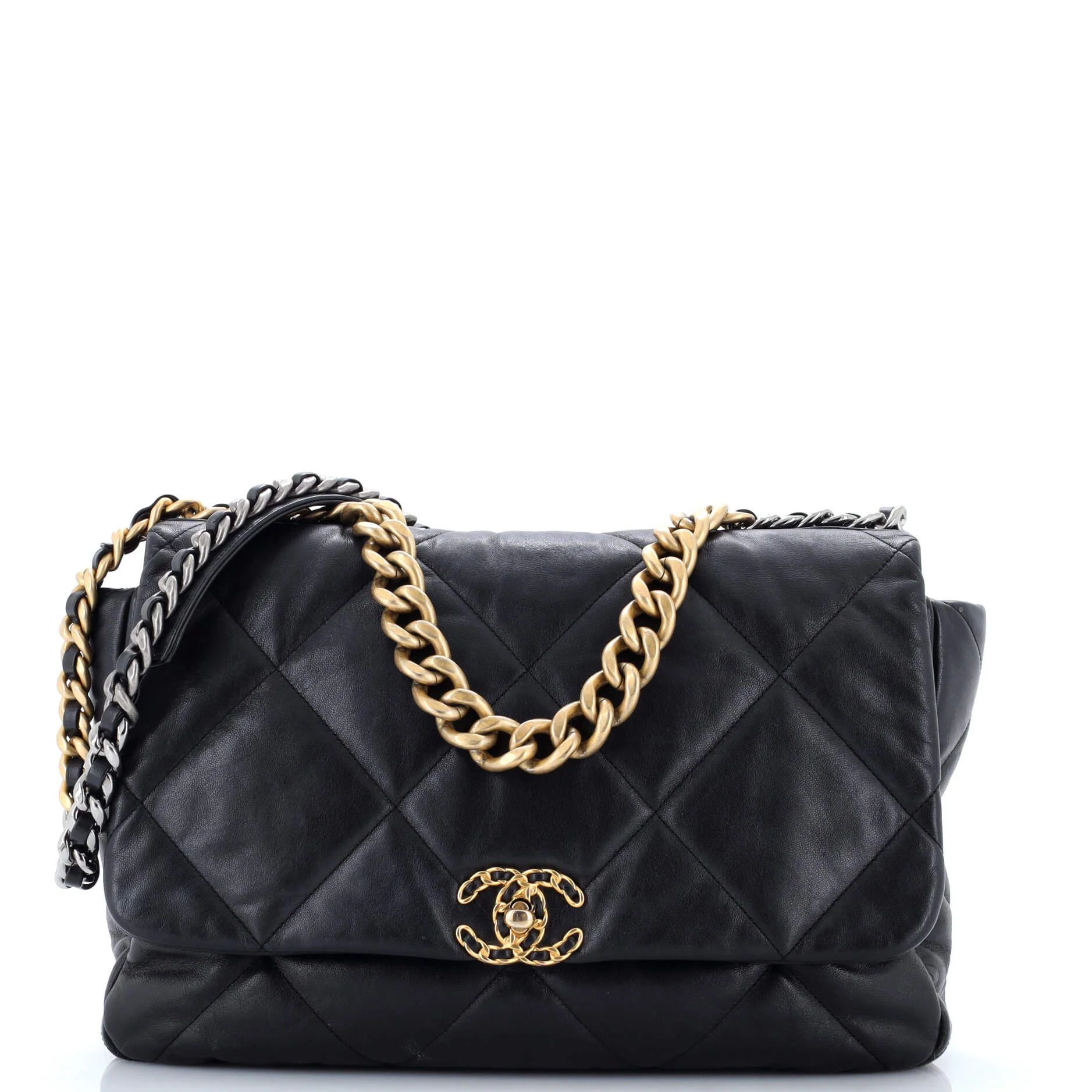 19 Flap Bag Quilted Leather Maxi