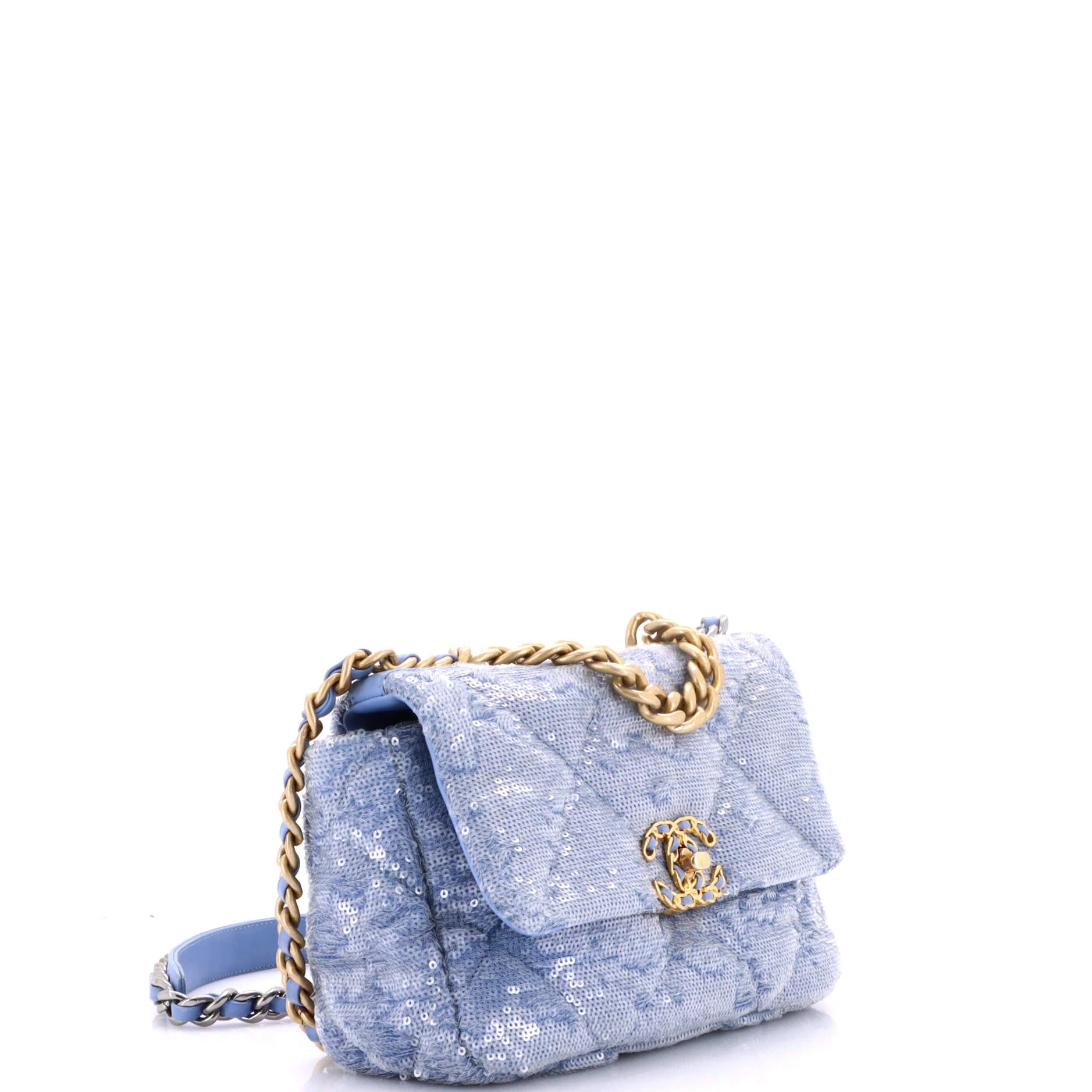 19 Flap Bag Quilted Sequins Medium - Image 3
