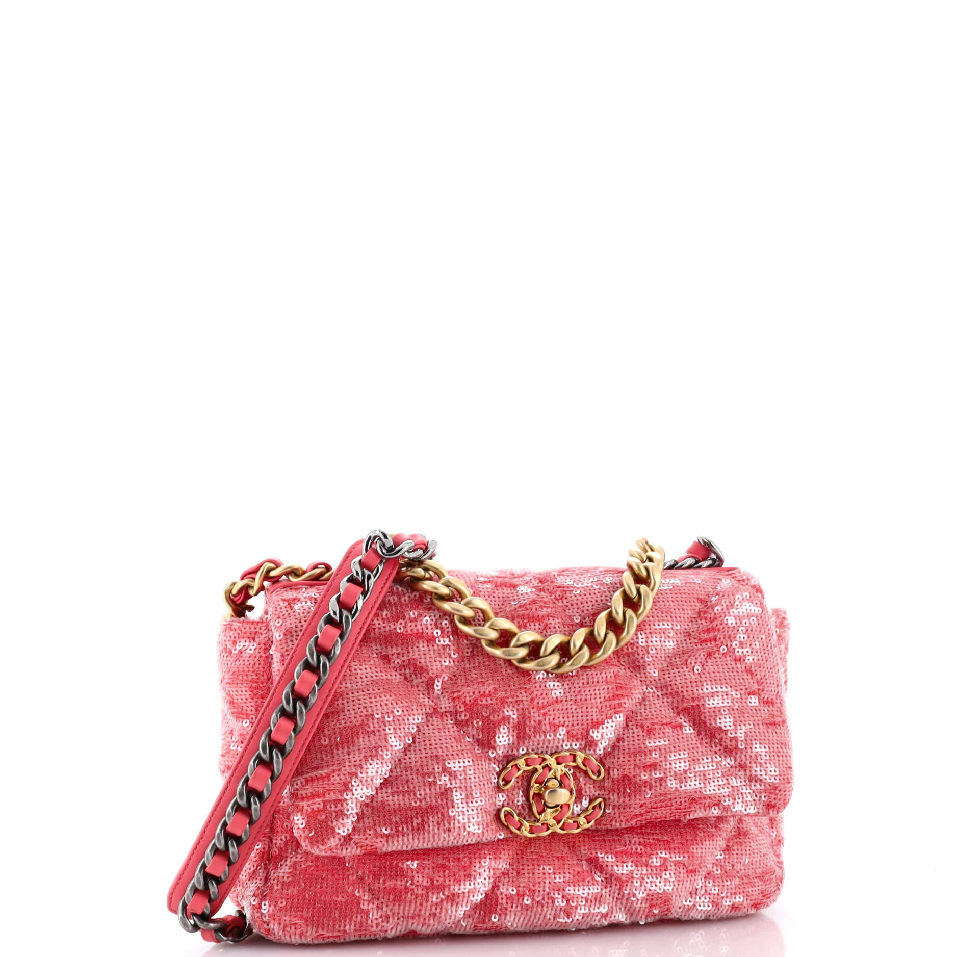 19 Flap Bag Quilted Sequins Medium - Image 3