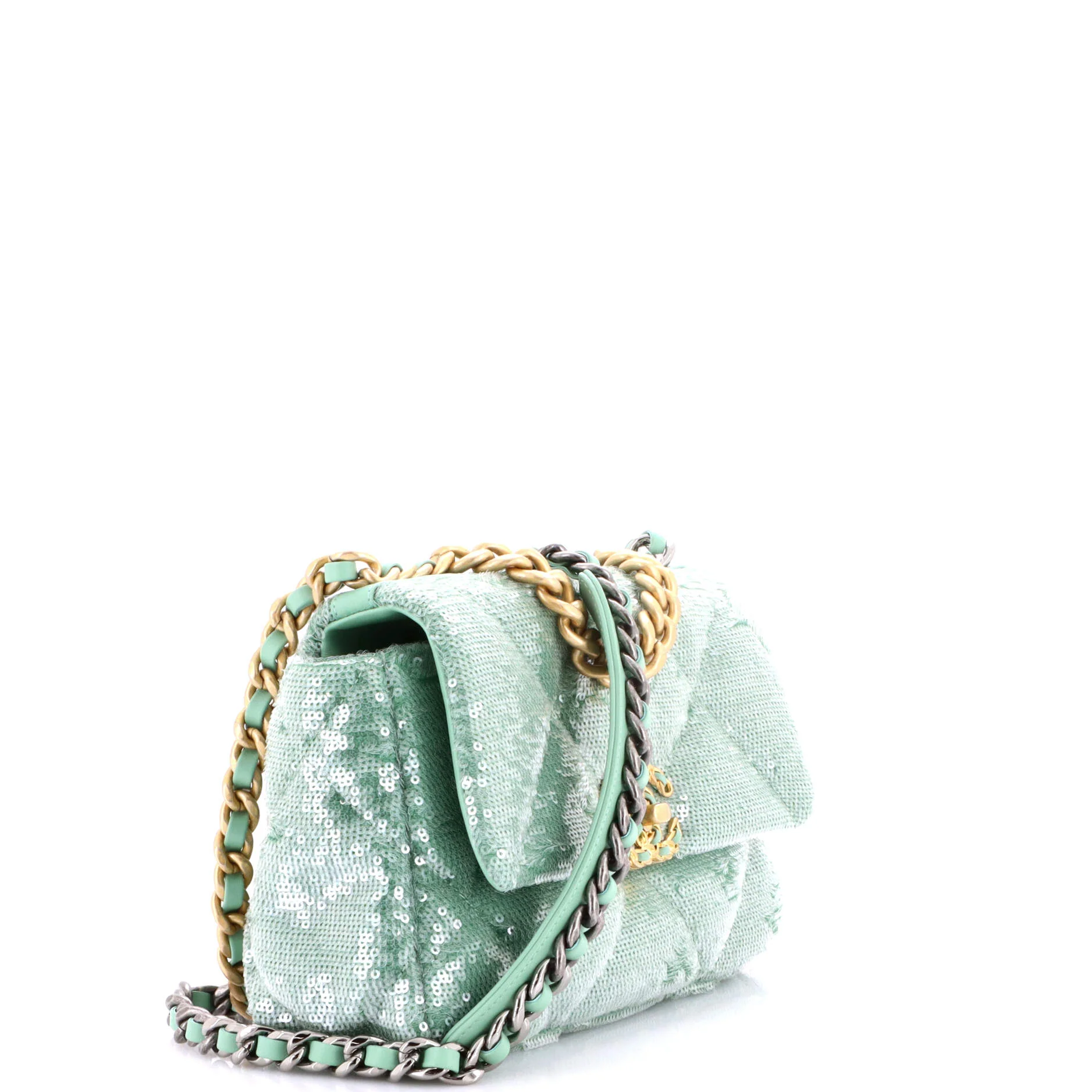 19 Flap Bag Quilted Sequins Medium - Image 3