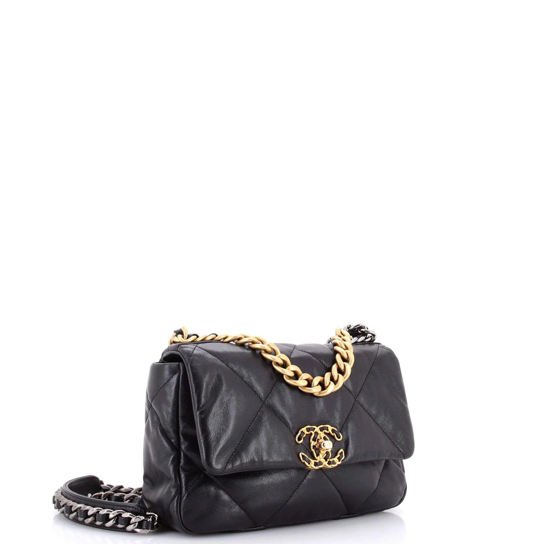 19 Flap Bag Quilted Shiny Crumpled Calfskin Medium - Image 2